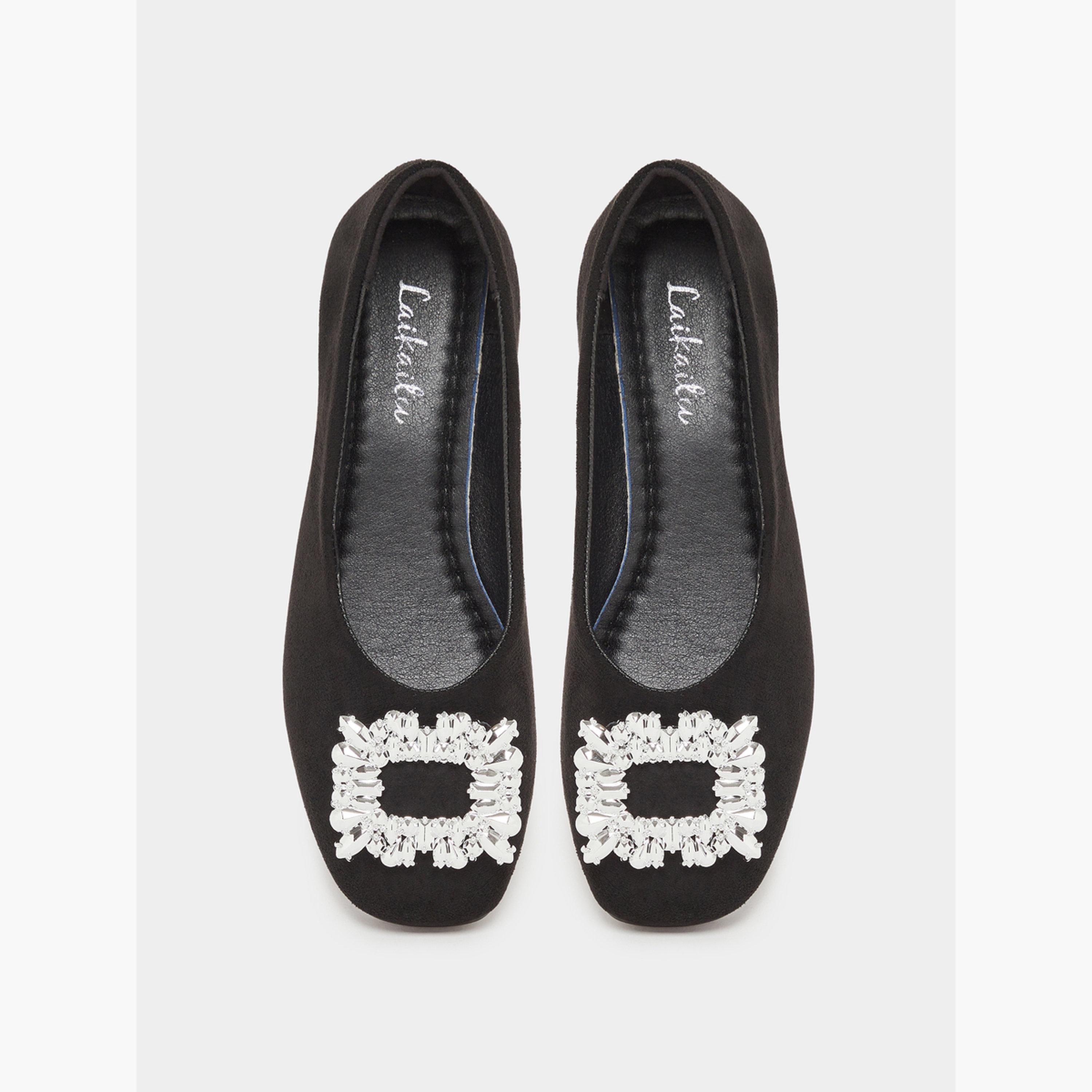حذاء فلات شمواه بإبزيم كريستال-women-shoes-flats-loafers-image-5