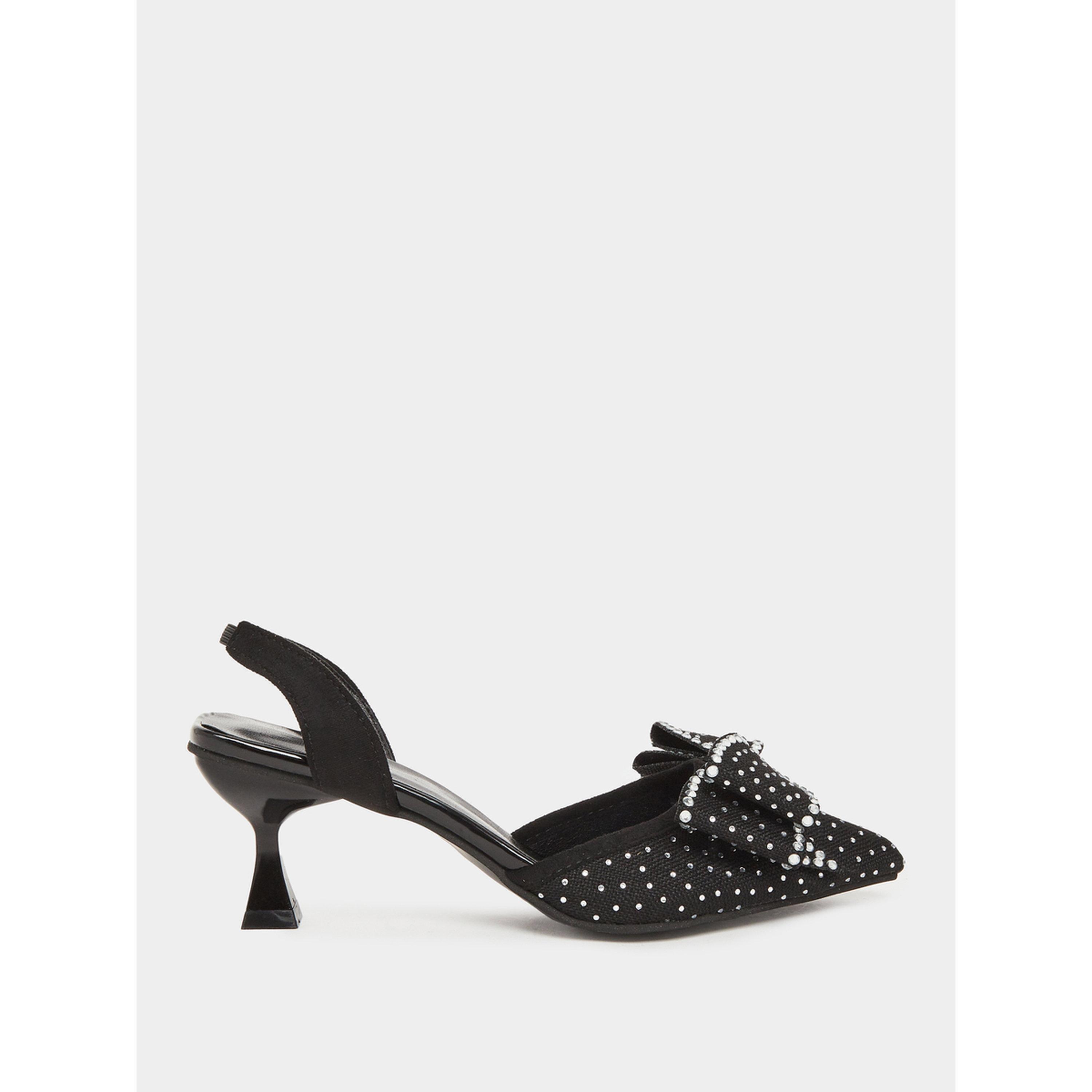 Take Two Women Black Slingback Kitten Heel Sandals-women-shoes-heels-image-2