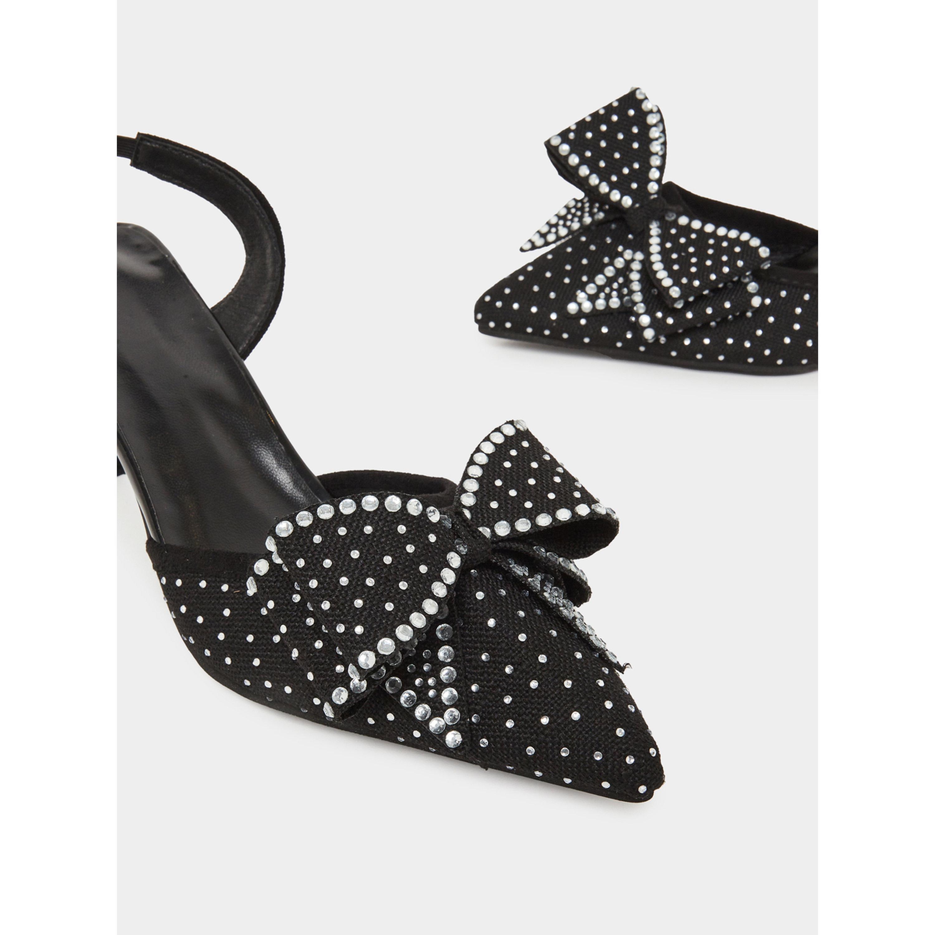 Take Two Women Black Slingback Kitten Heel Sandals-women-shoes-heels-image-4
