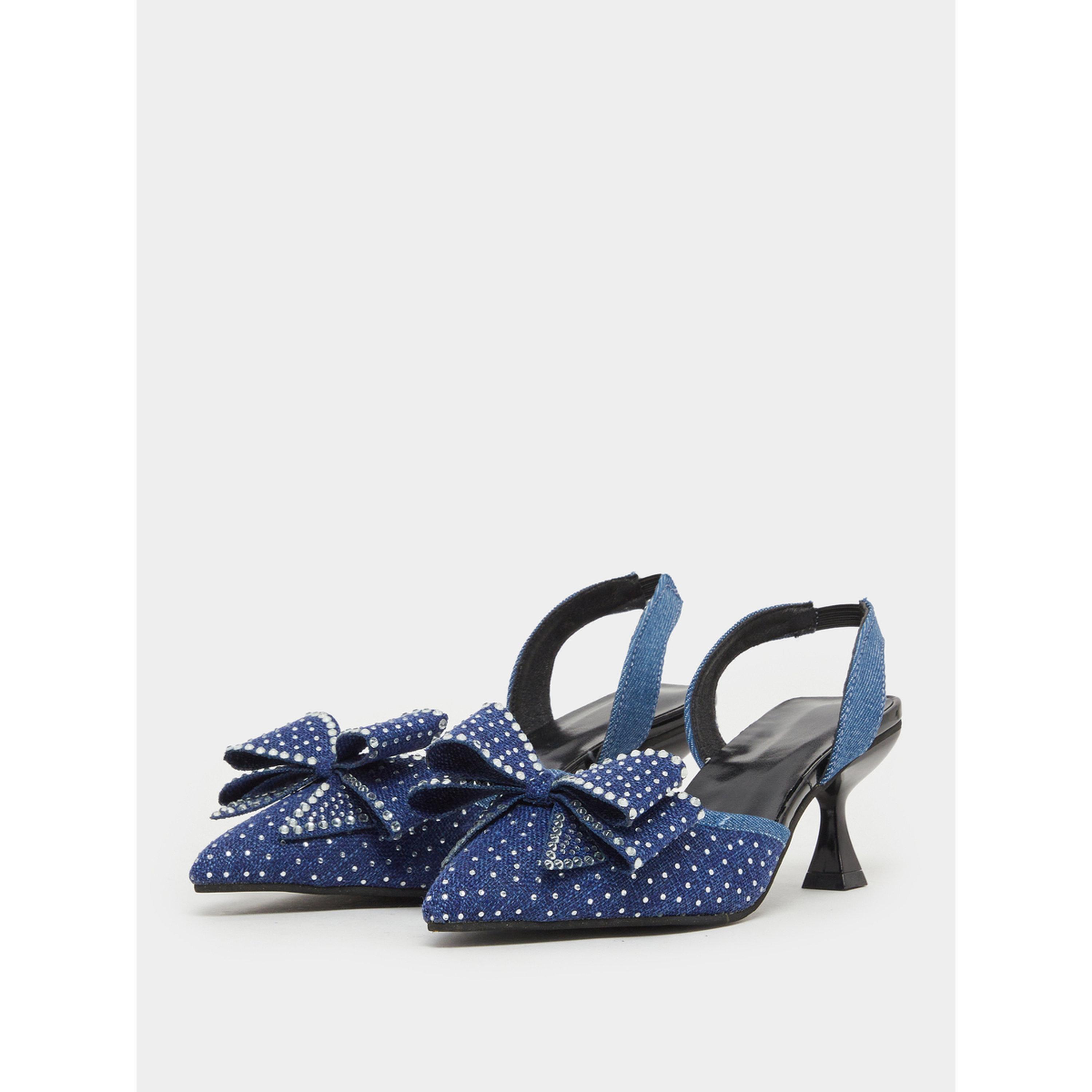 Take Two Women Denim Kitted Heel Denim Sandals-women-shoes-heels-image-1