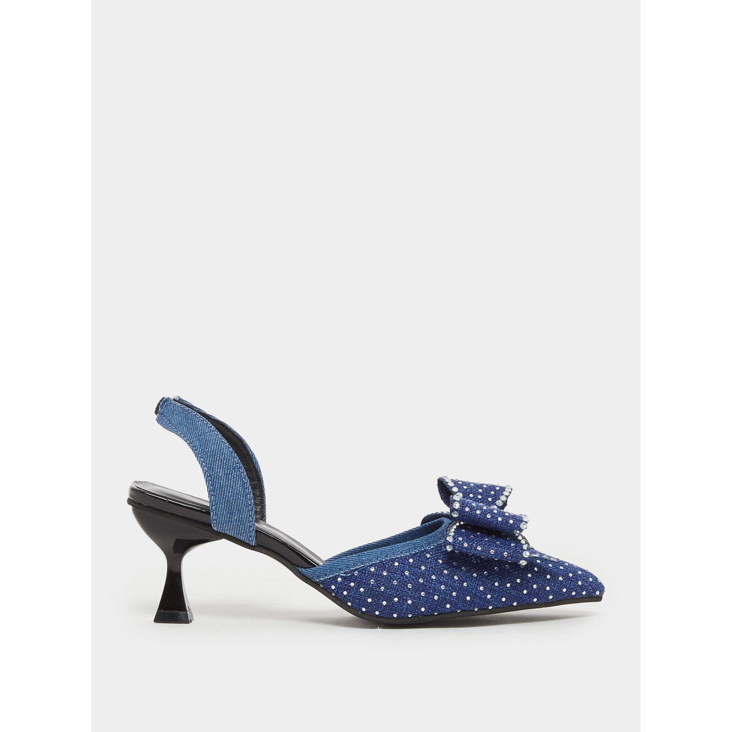 Take Two Women Denim Kitted Heel Denim Sandals-women-shoes-heels-image-2