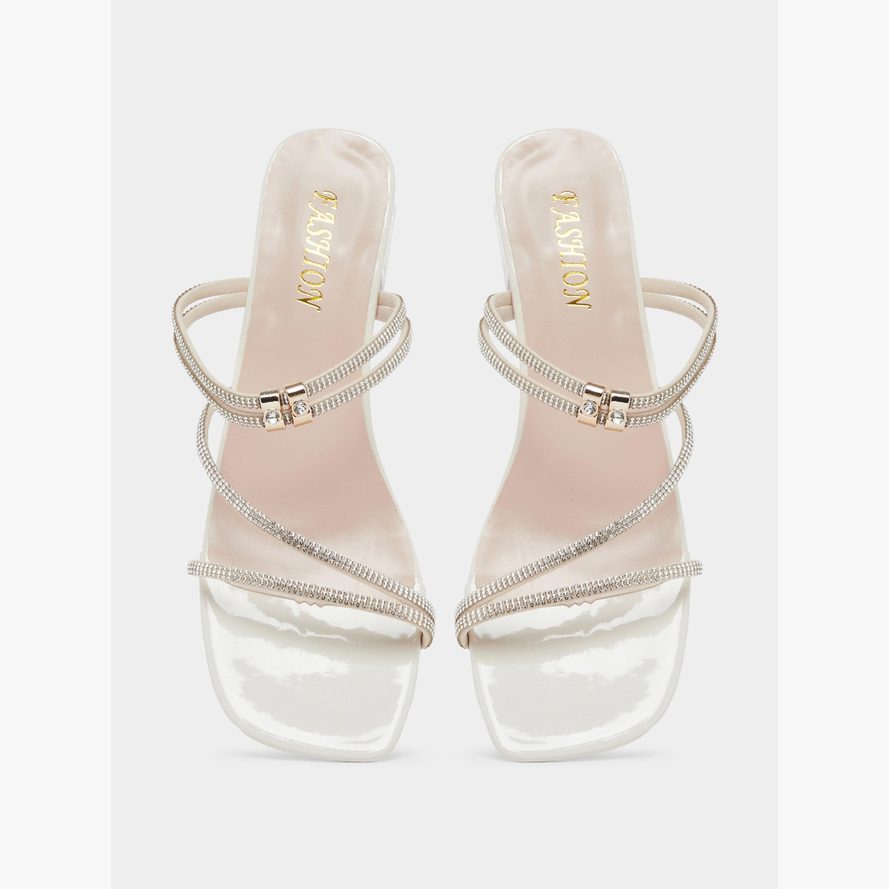 Take Two Beige Rhinestone Block Heel Sandals-women-shoes-sandals-heeled-image-5