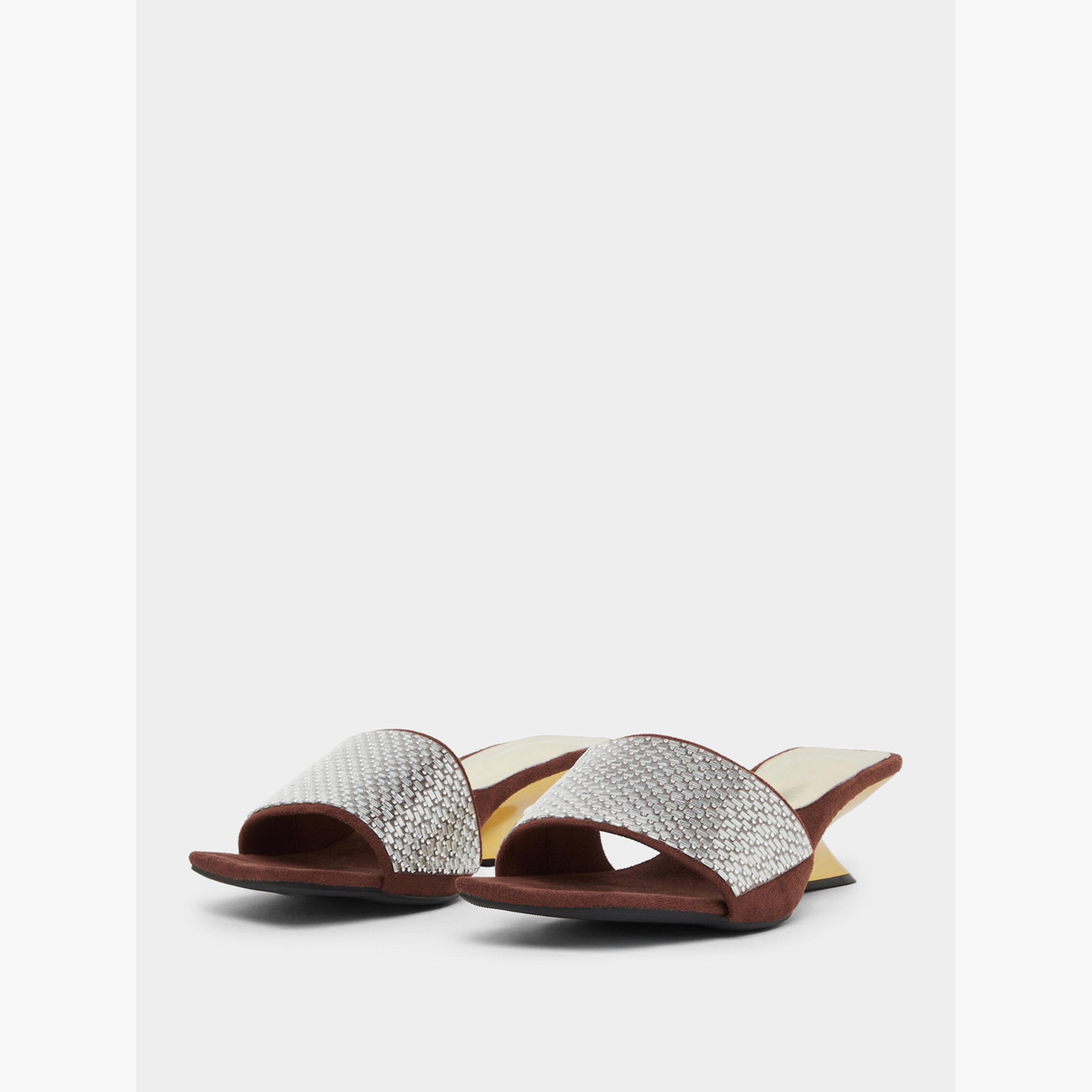 Take Two Brown Embellished Wedge Heel Sandals-women-shoes-sandals-heeled-image-1