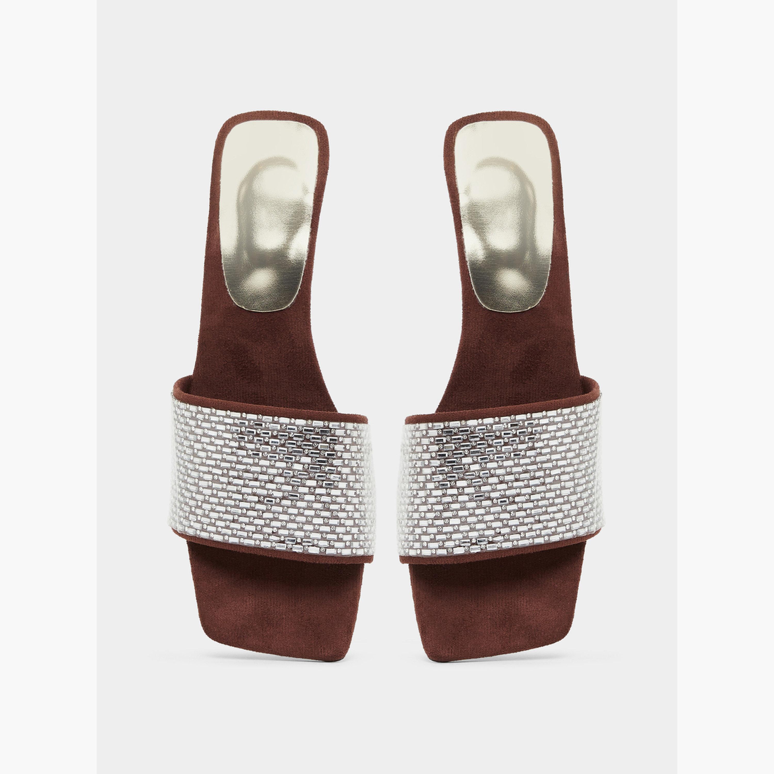 Take Two Brown Embellished Wedge Heel Sandals-women-shoes-sandals-heeled-image-5