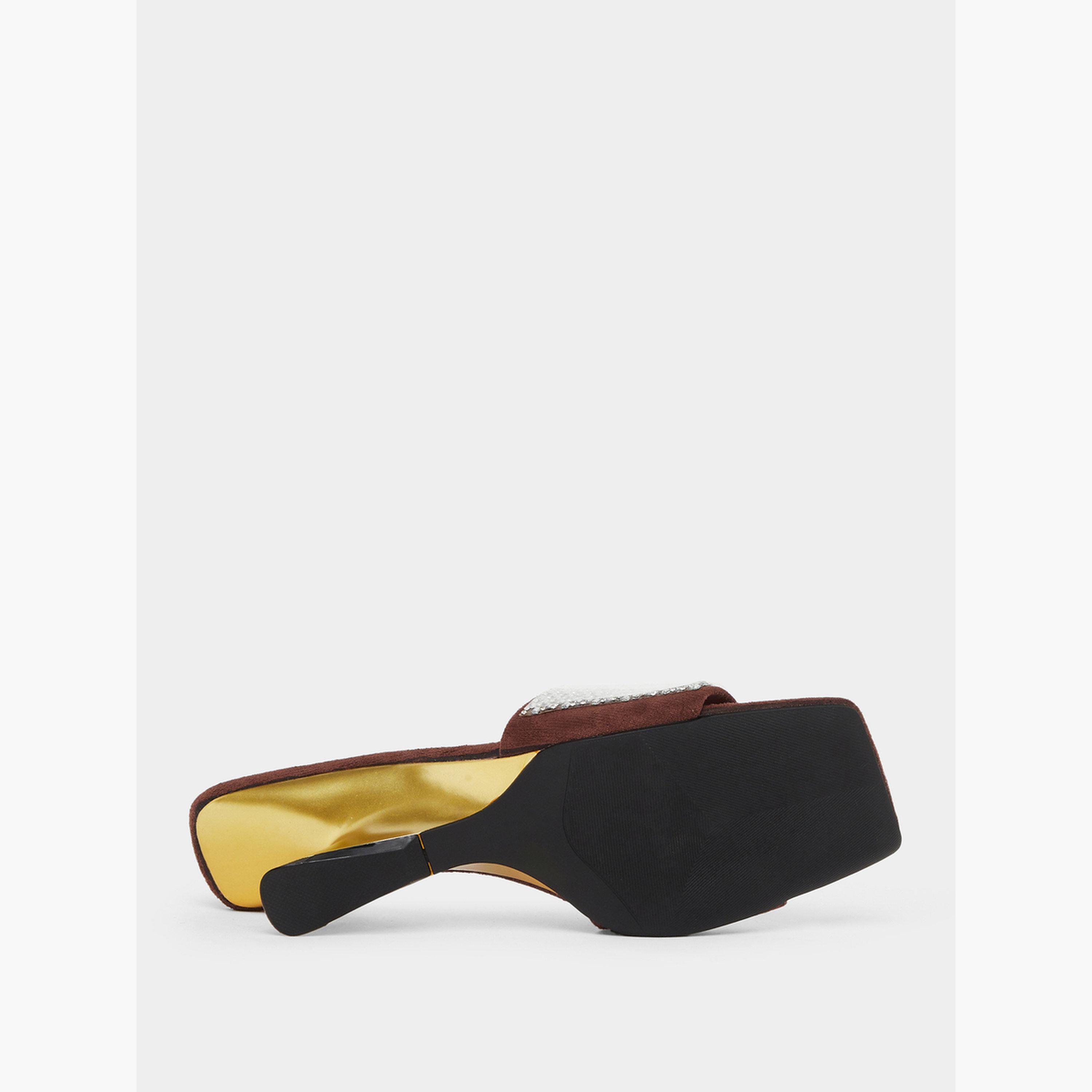 Take Two Brown Embellished Wedge Heel Sandals-women-shoes-sandals-heeled-image-6