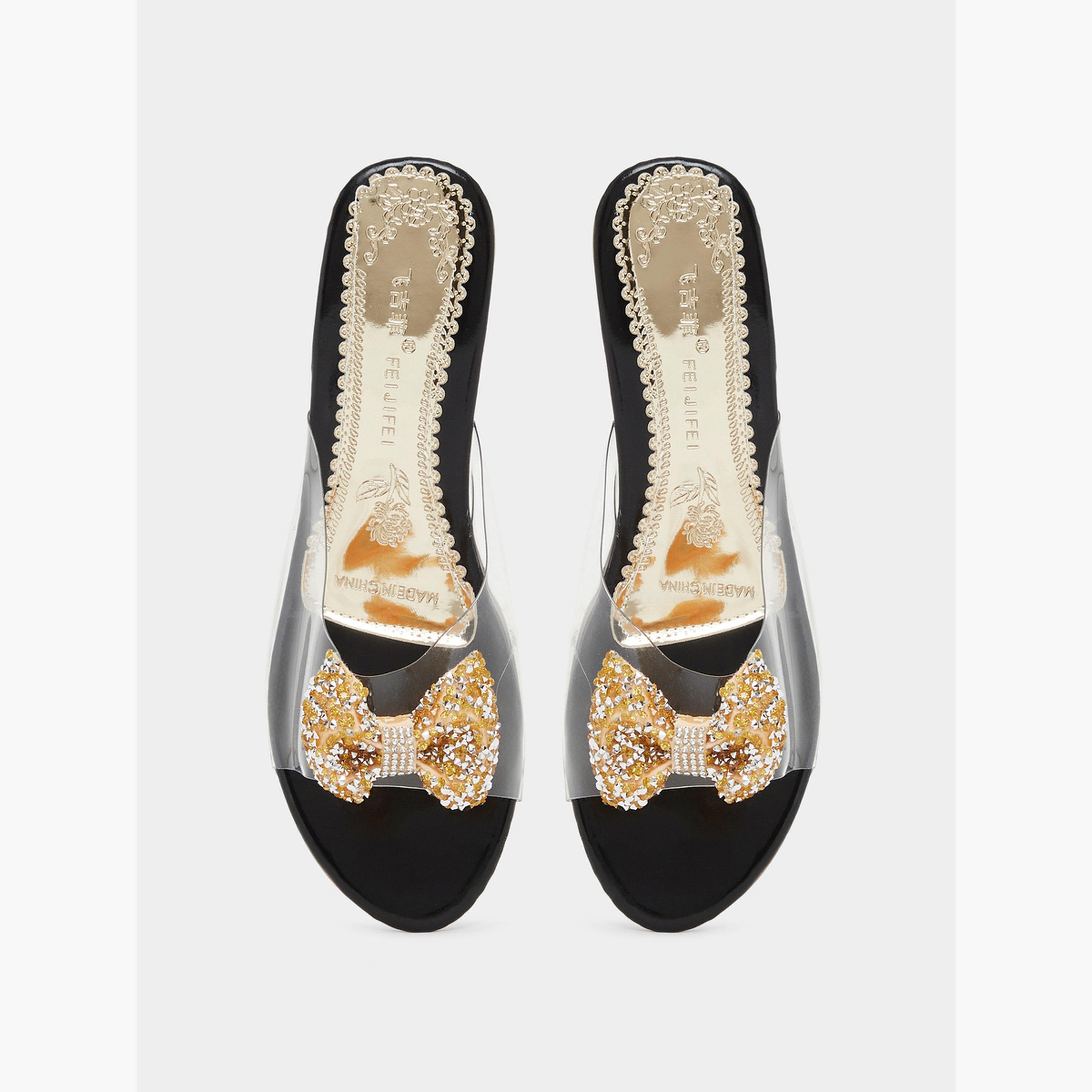 Take Two Embellished Bow Transparent Strap Sandals-women-shoes-sandals-heeled-image-5