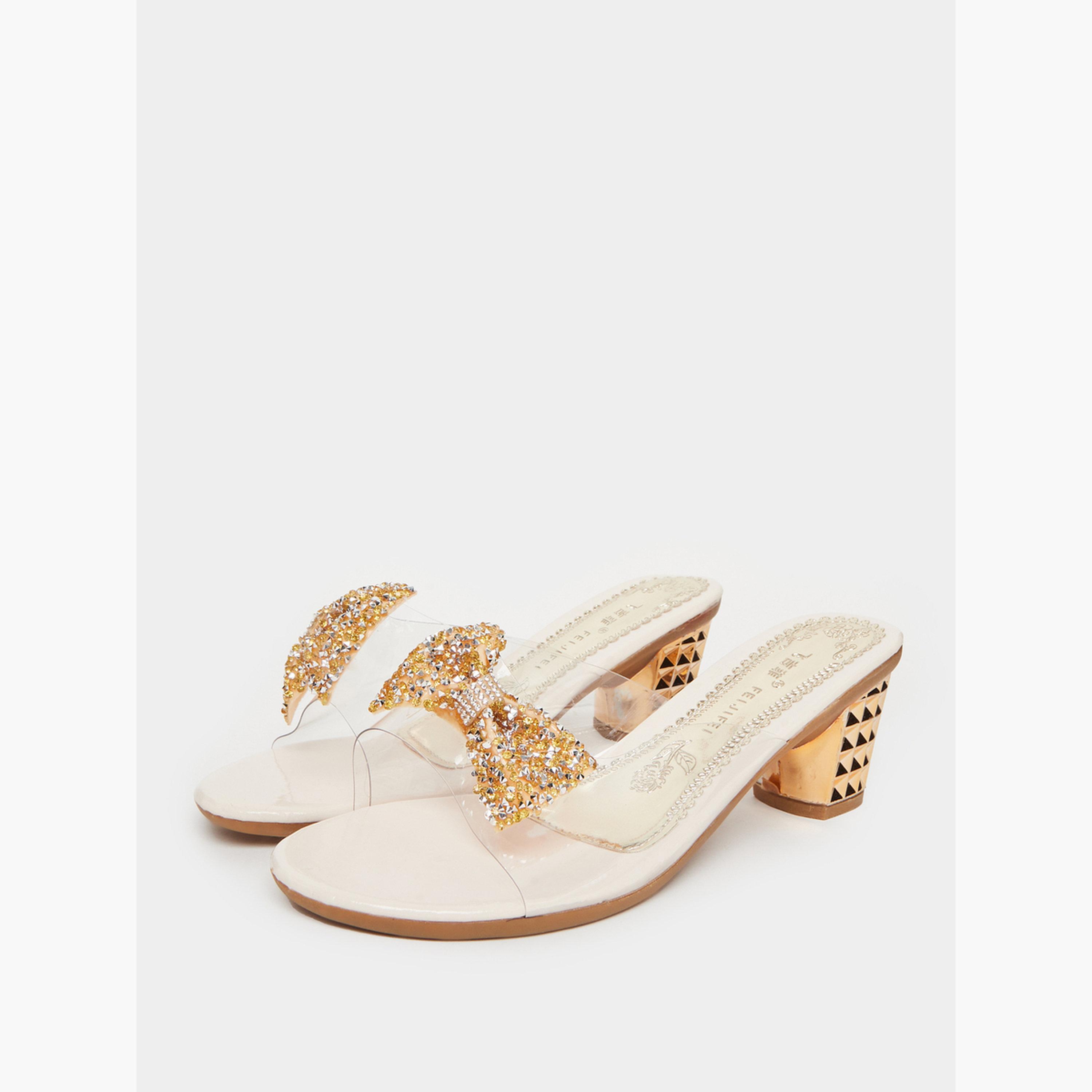 Take Two Beige Embellished Transparent Strap Sandals-women-shoes-sandals-heeled-image-1