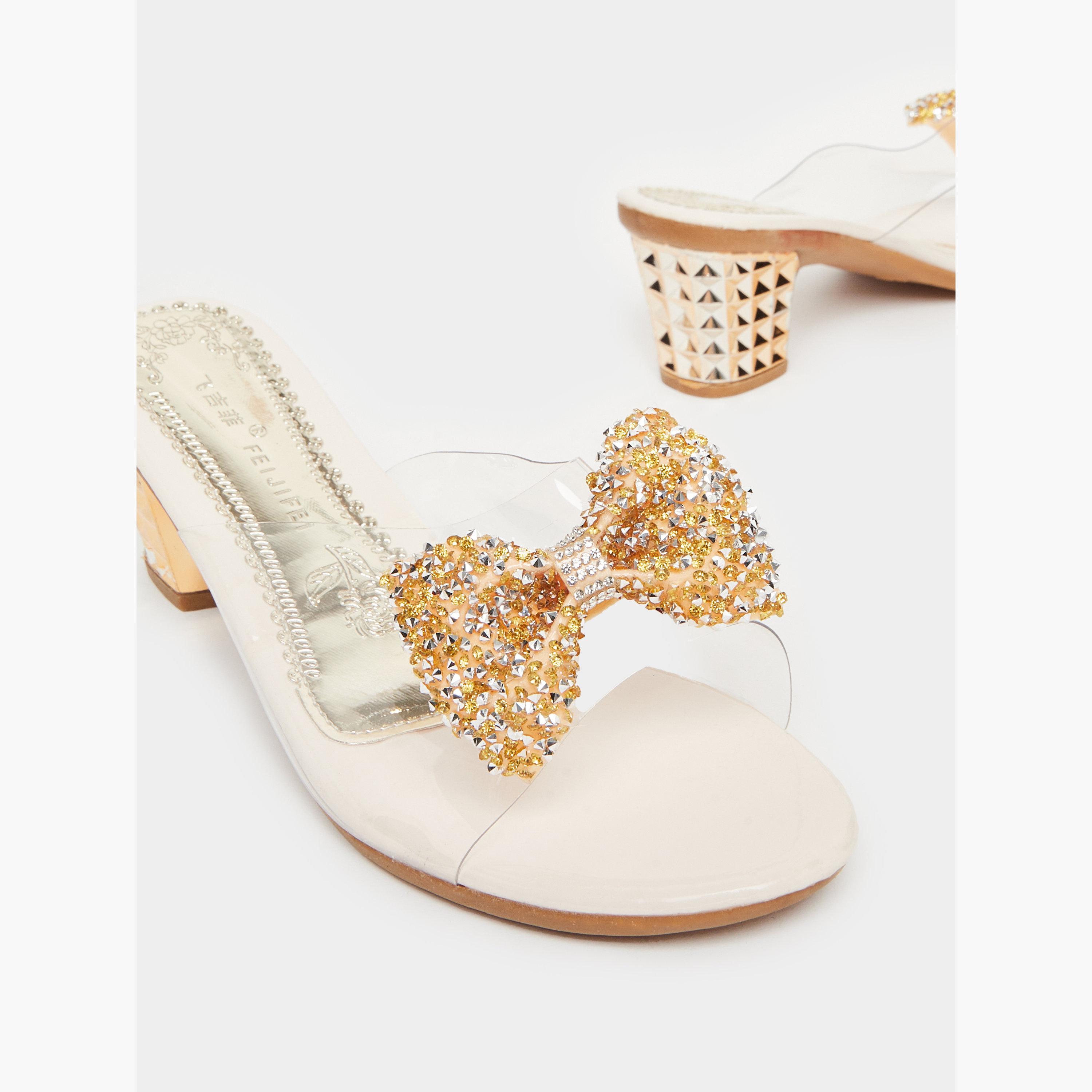 Take Two Beige Embellished Transparent Strap Sandals-women-shoes-sandals-heeled-image-3