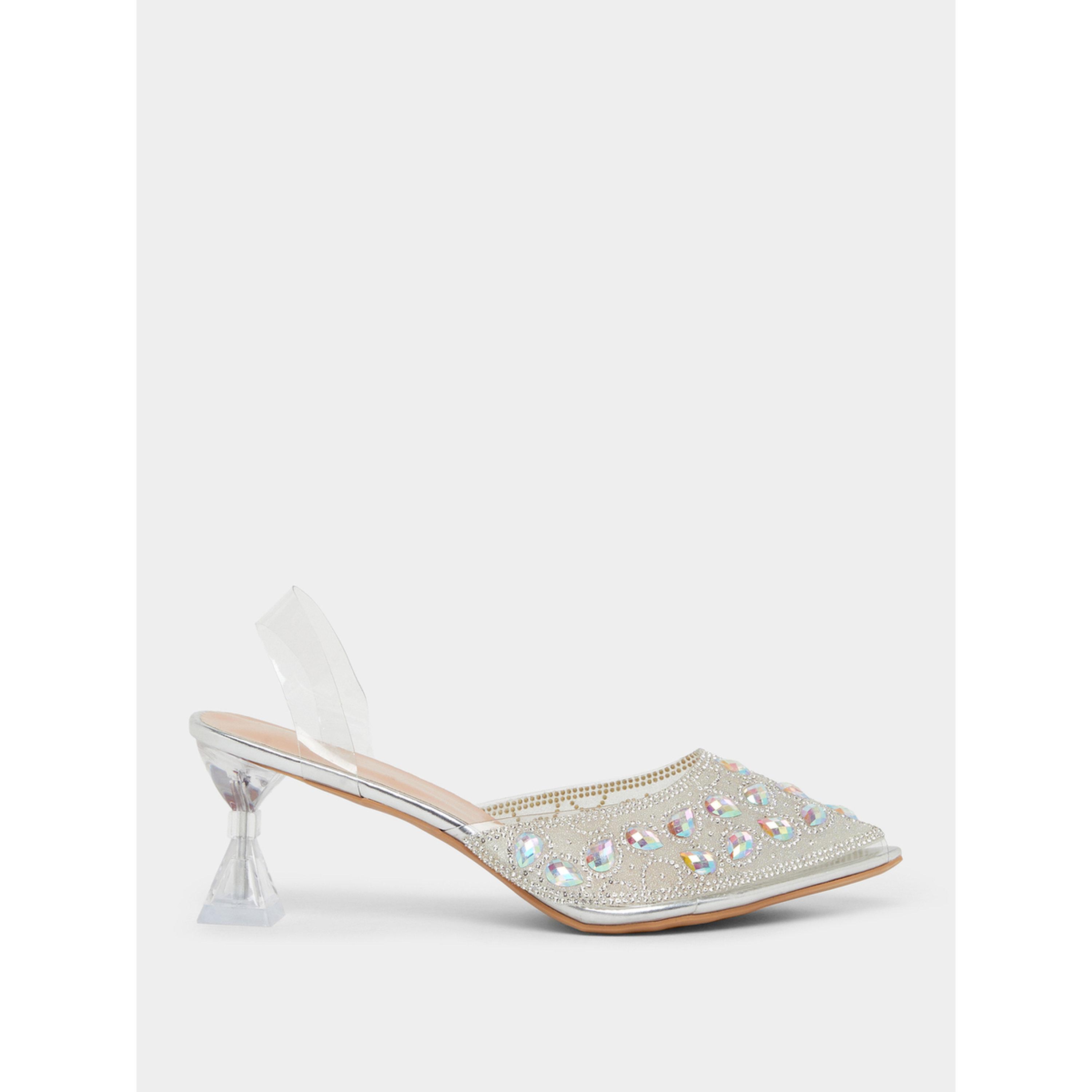 صندل بكعب قطة وسير شفاف ومزين-women-shoes-heels-image-2