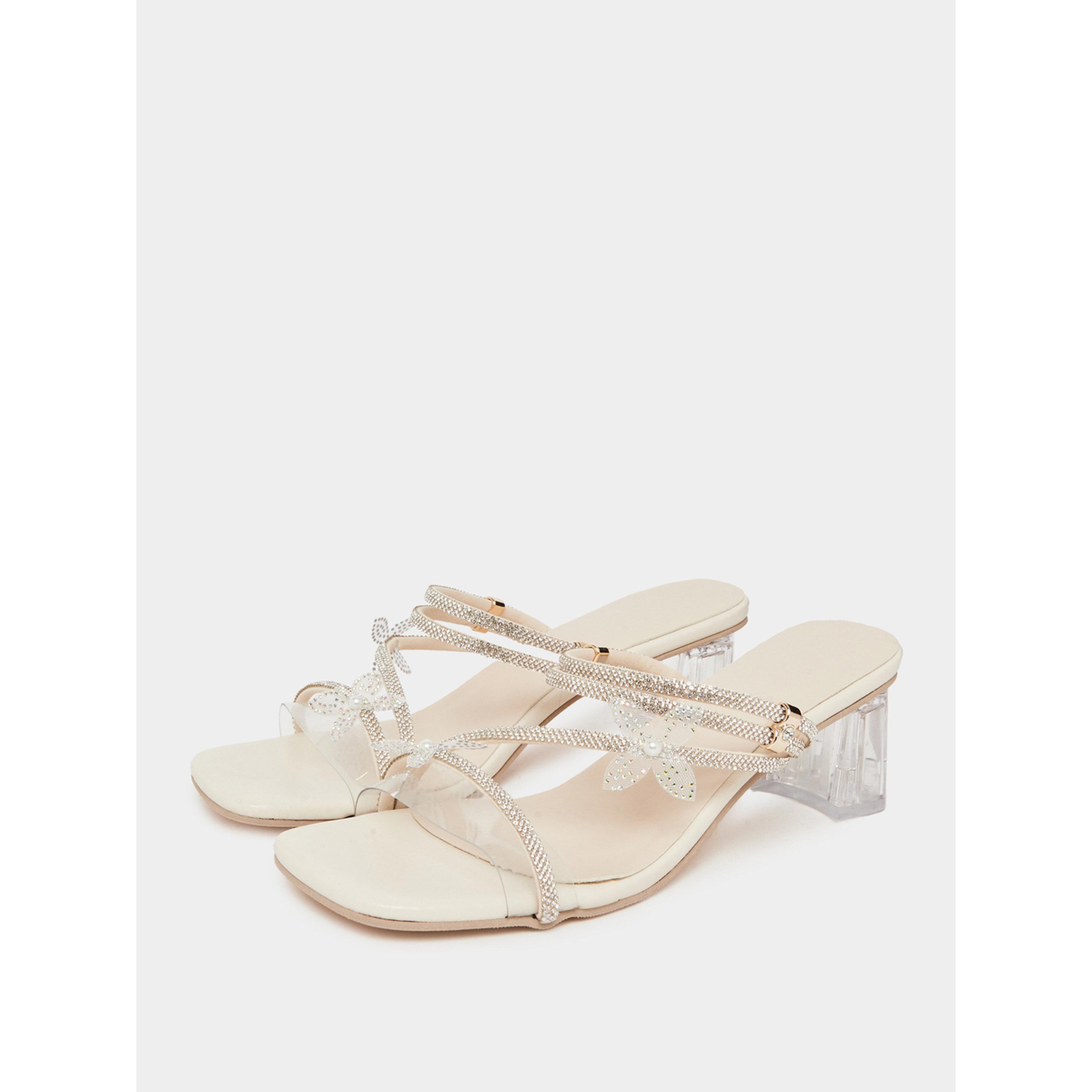 Take Two Women Beige Rhinestone Block Heel Sandals-women-shoes-heels-image-1