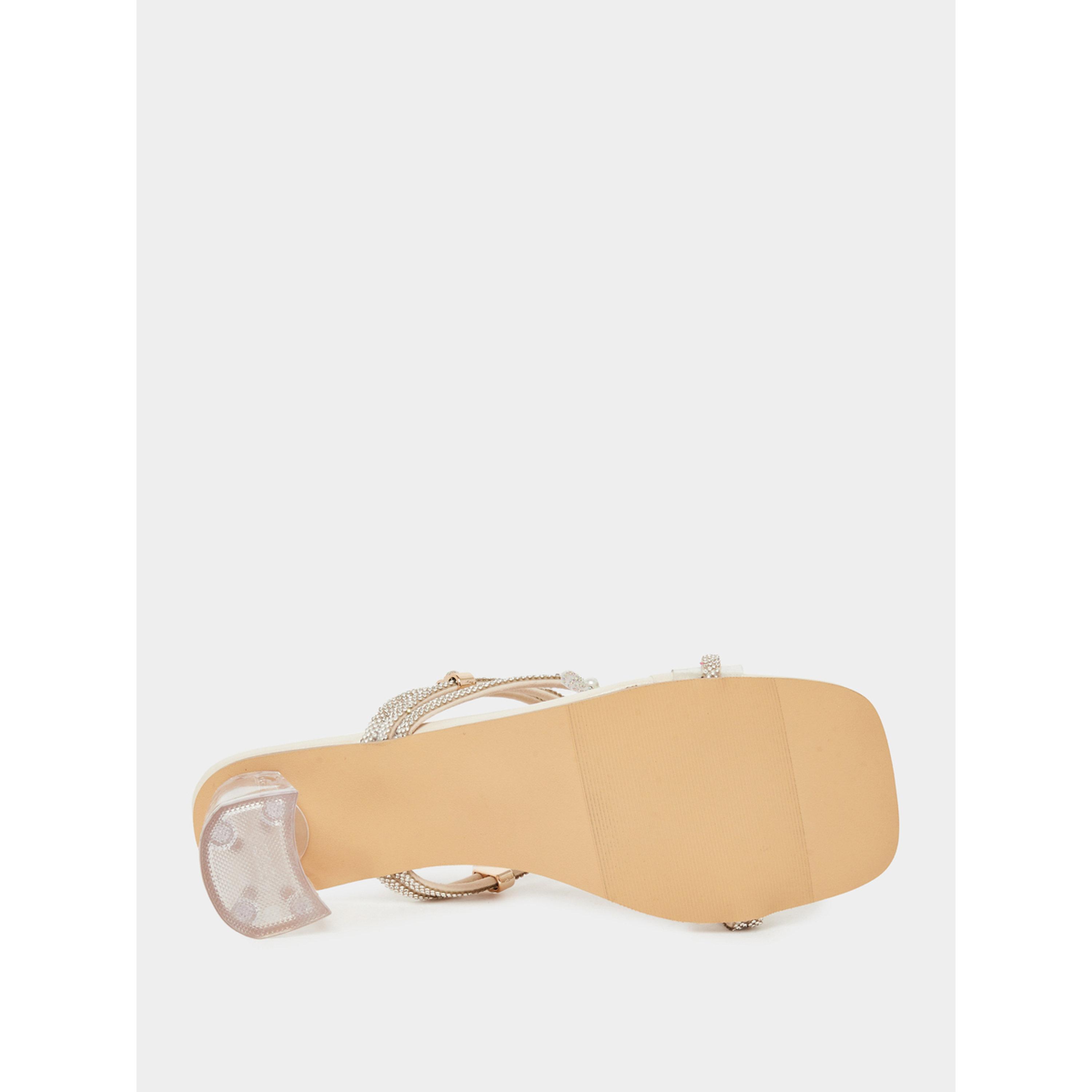 Take Two Women Beige Rhinestone Block Heel Sandals-women-shoes-heels-image-6