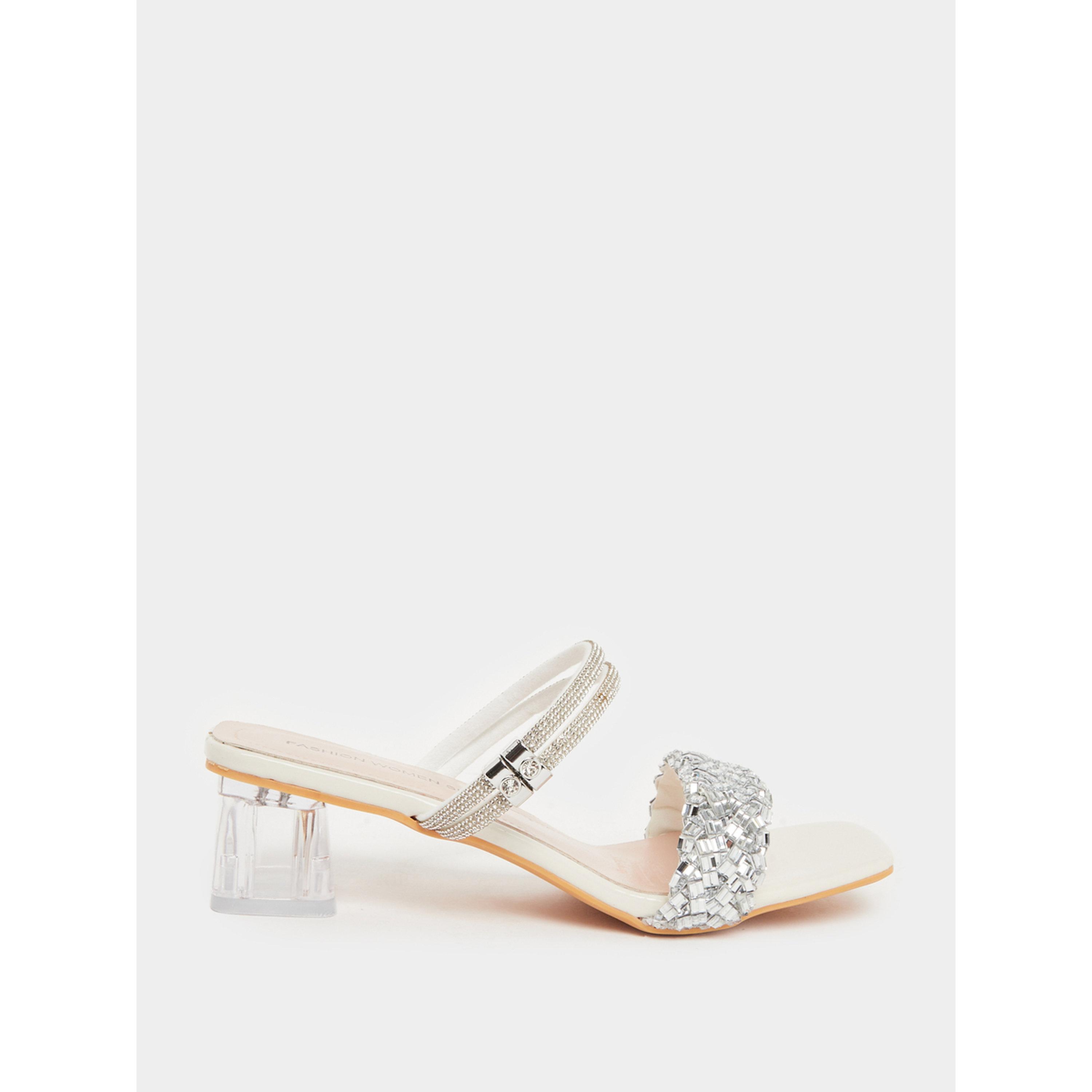 Take Two Women Beige Embellished Sandals-women-shoes-heels-image-2