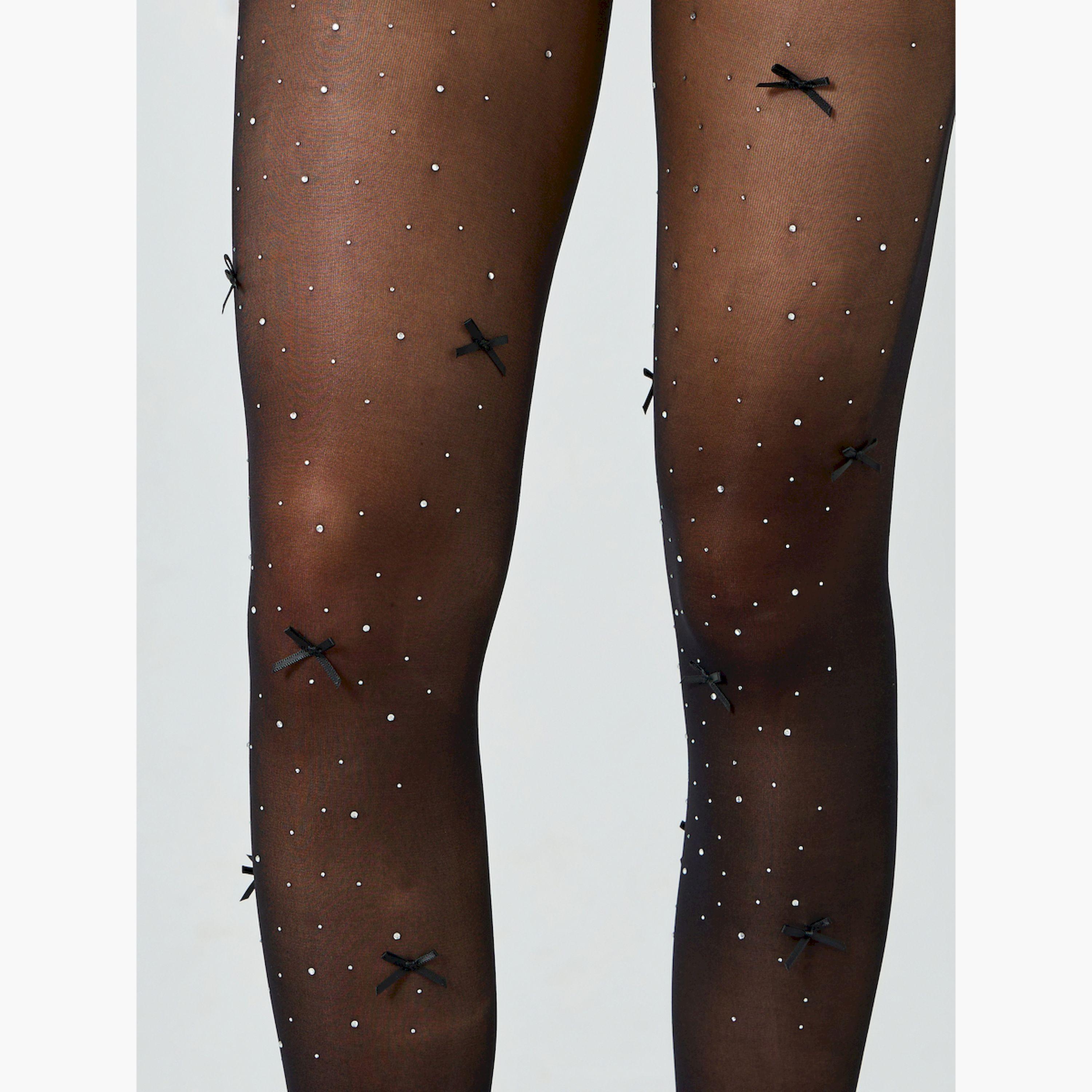 جوارب طويلة كيلون بفيونكة لامعة-women-socksandstockings-image-2