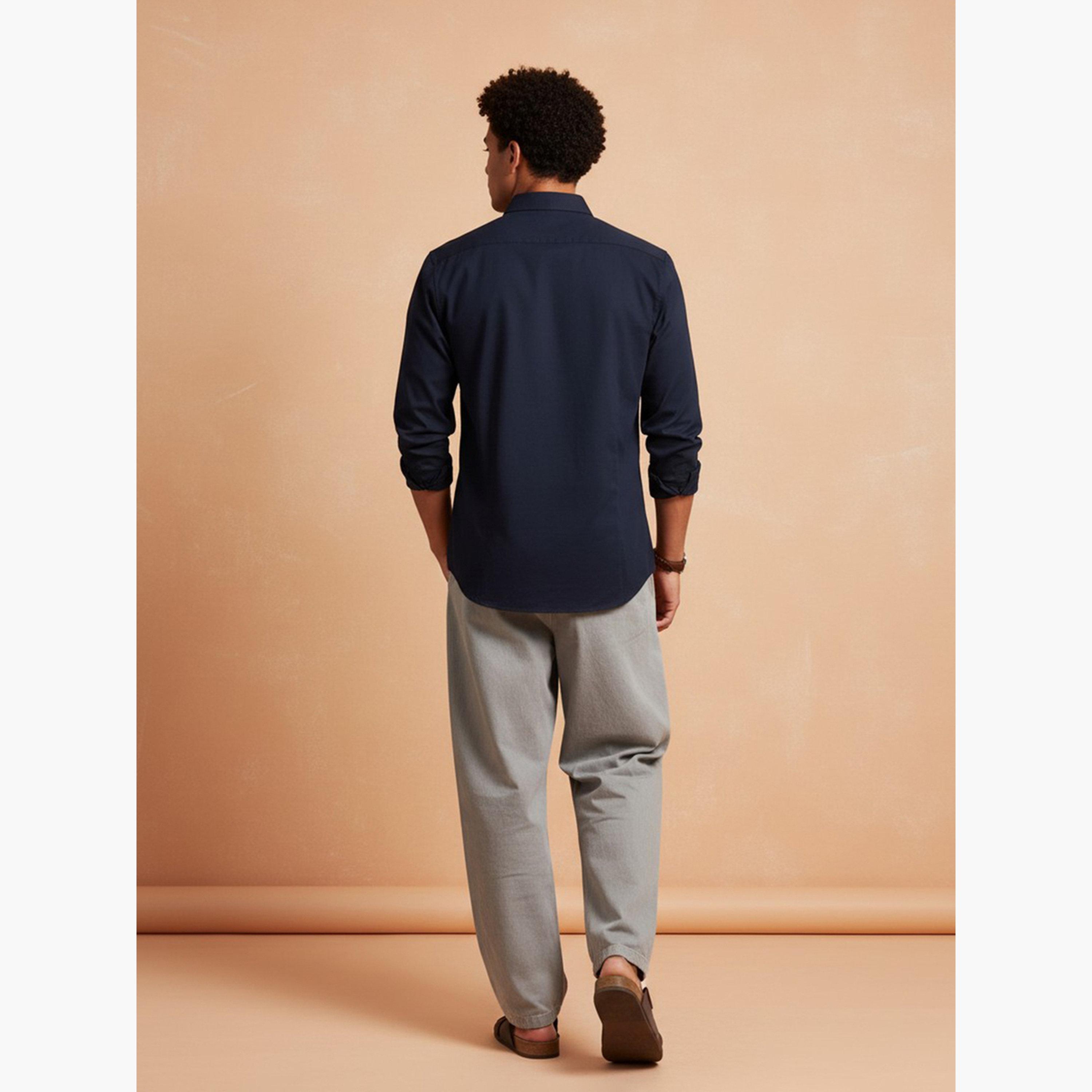 قميص ساتان سادة بقصة عادية للرجال-men-clothing-shirts-image-3