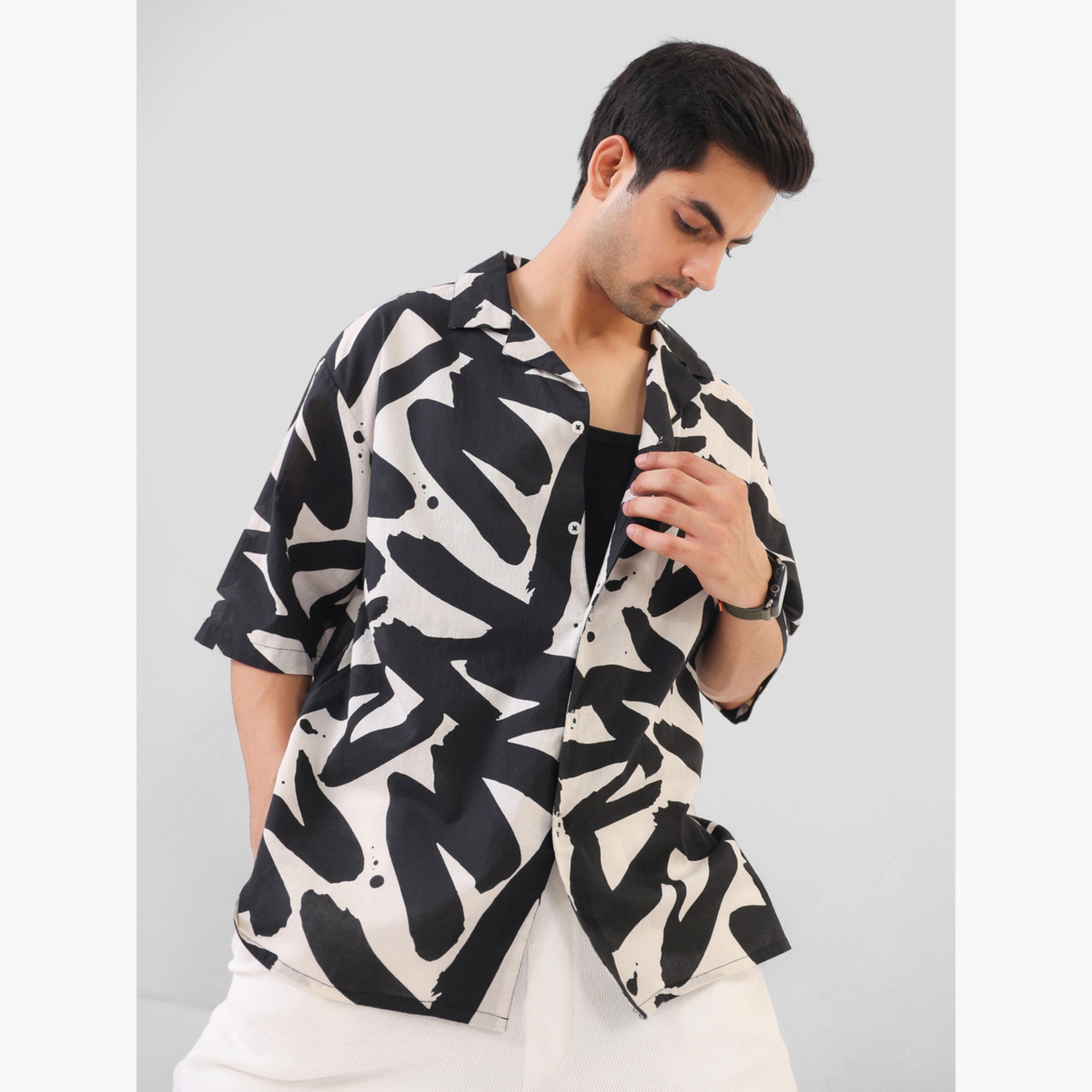 TRULOOM & X Styli Men Printed Oversized Cotton Shirt-men-clothing-shirts-image-1
