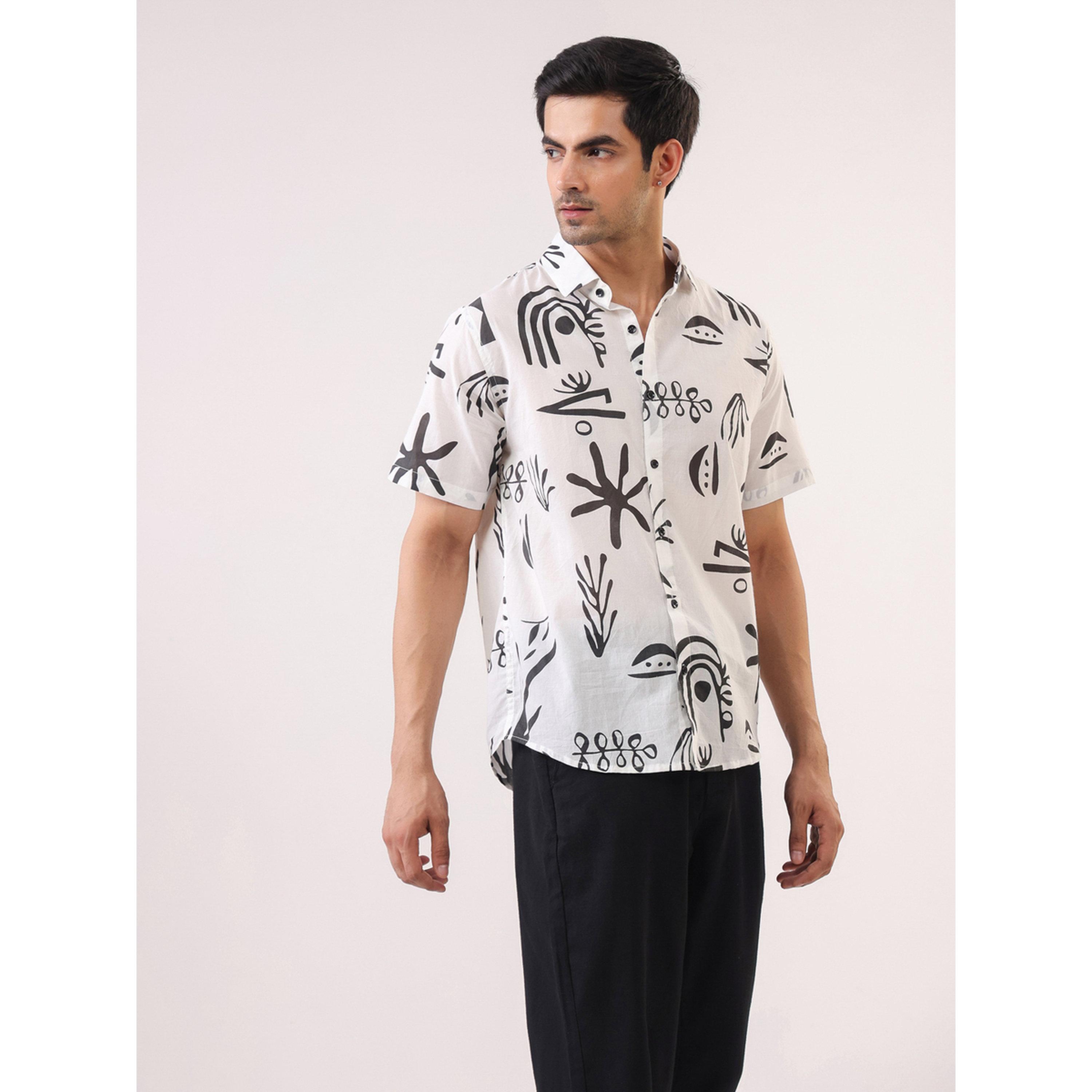 قميص قطن مطبوع بقصة عادية للرجال-men-clothing-shirts-image-2