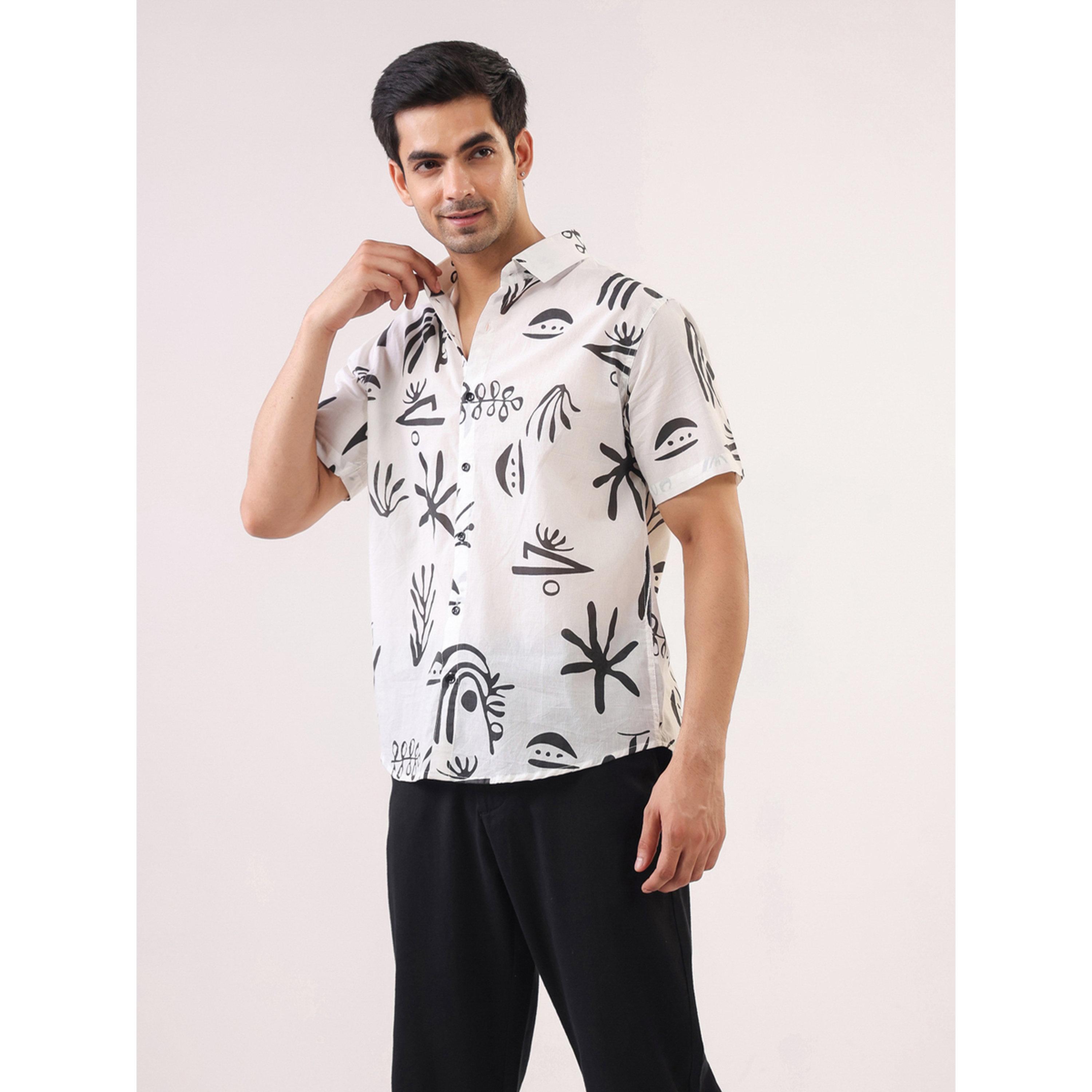 قميص قطن مطبوع بقصة عادية للرجال-men-clothing-shirts-image-4