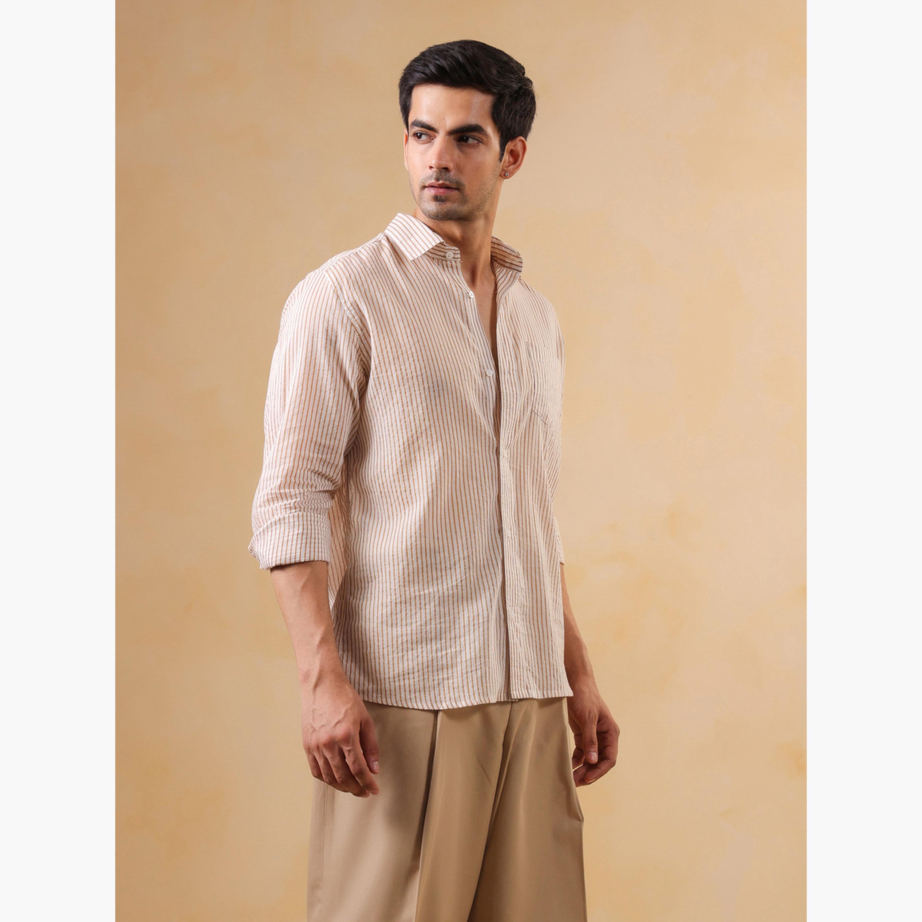 قميص قطن مخطط بقصة مريحة للرجال-men-clothing-shirts-image-2