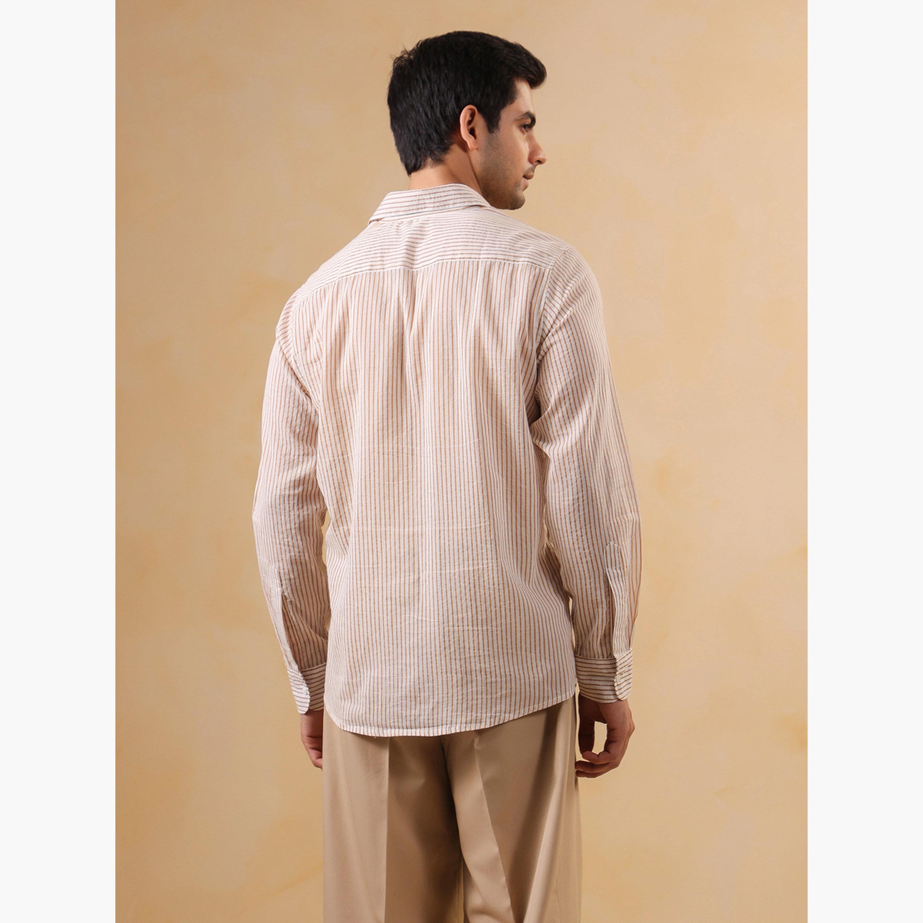 قميص قطن مخطط بقصة مريحة للرجال-men-clothing-shirts-image-3