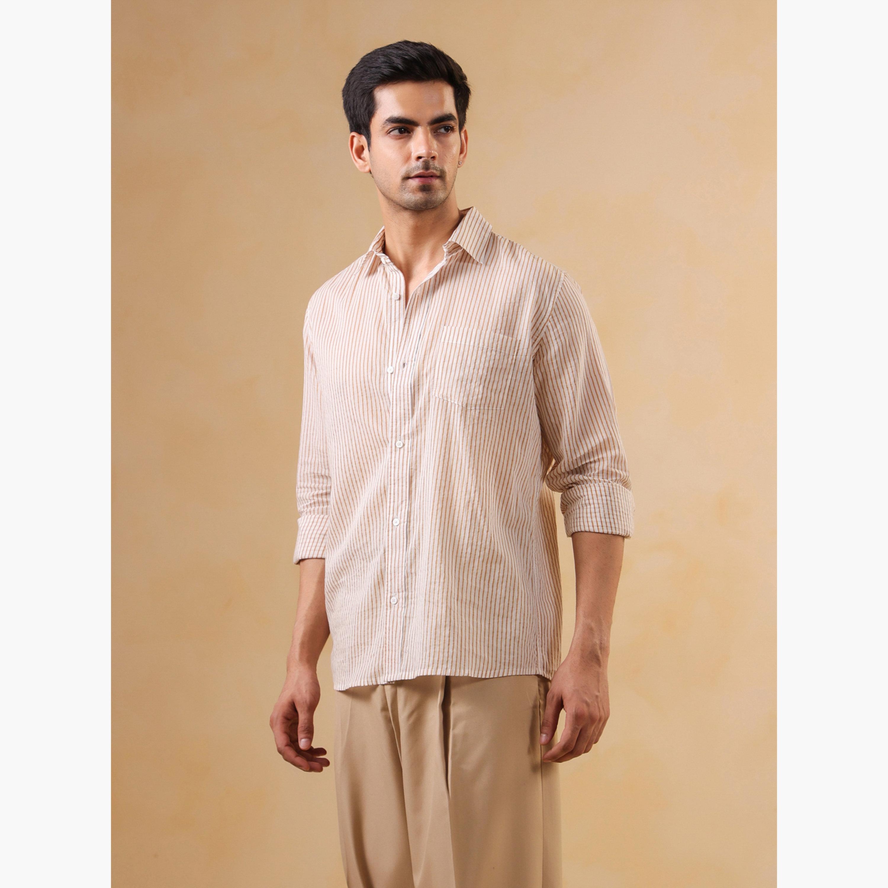 قميص قطن مخطط بقصة مريحة للرجال-men-clothing-shirts-image-4