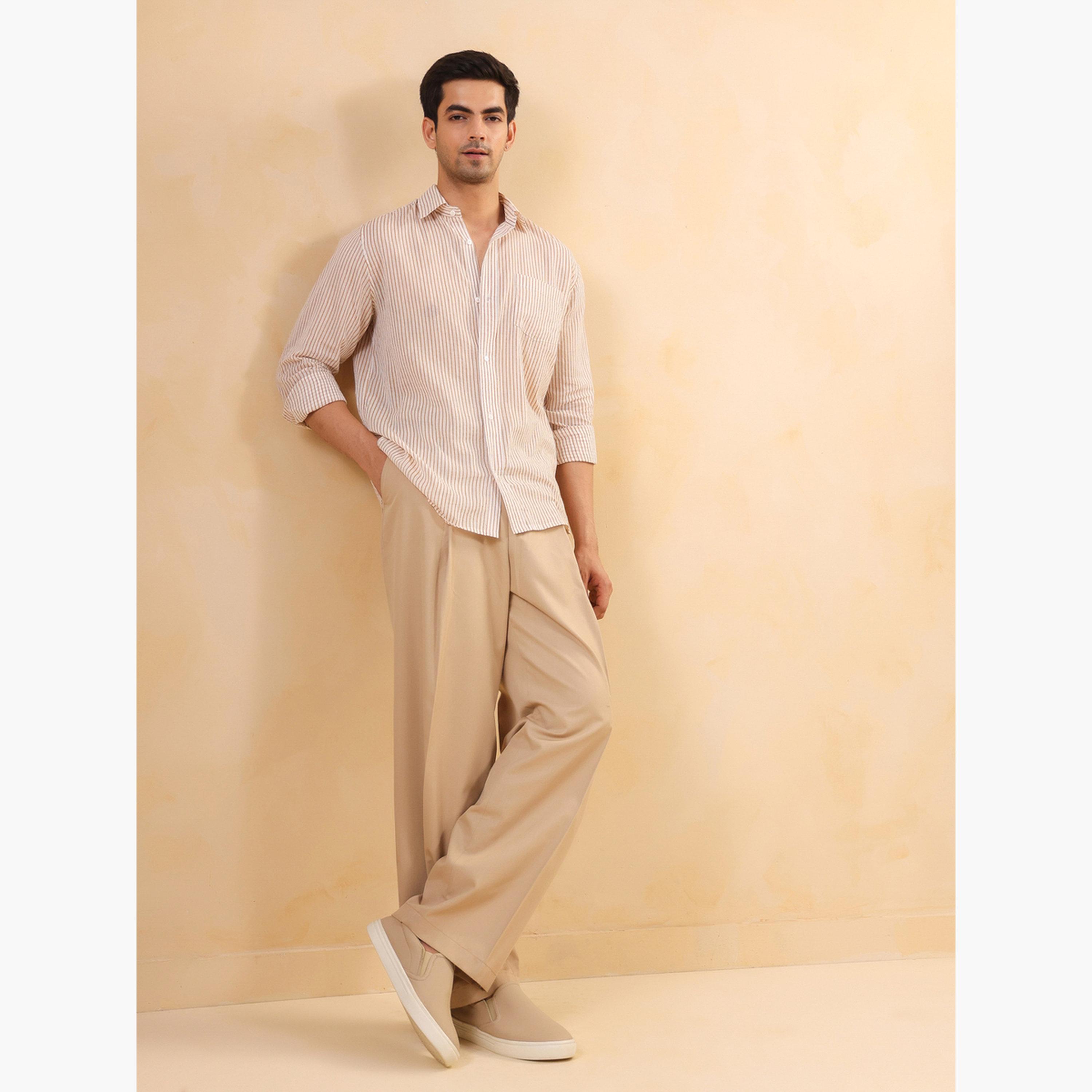 قميص قطن مخطط بقصة مريحة للرجال-men-clothing-shirts-image-6