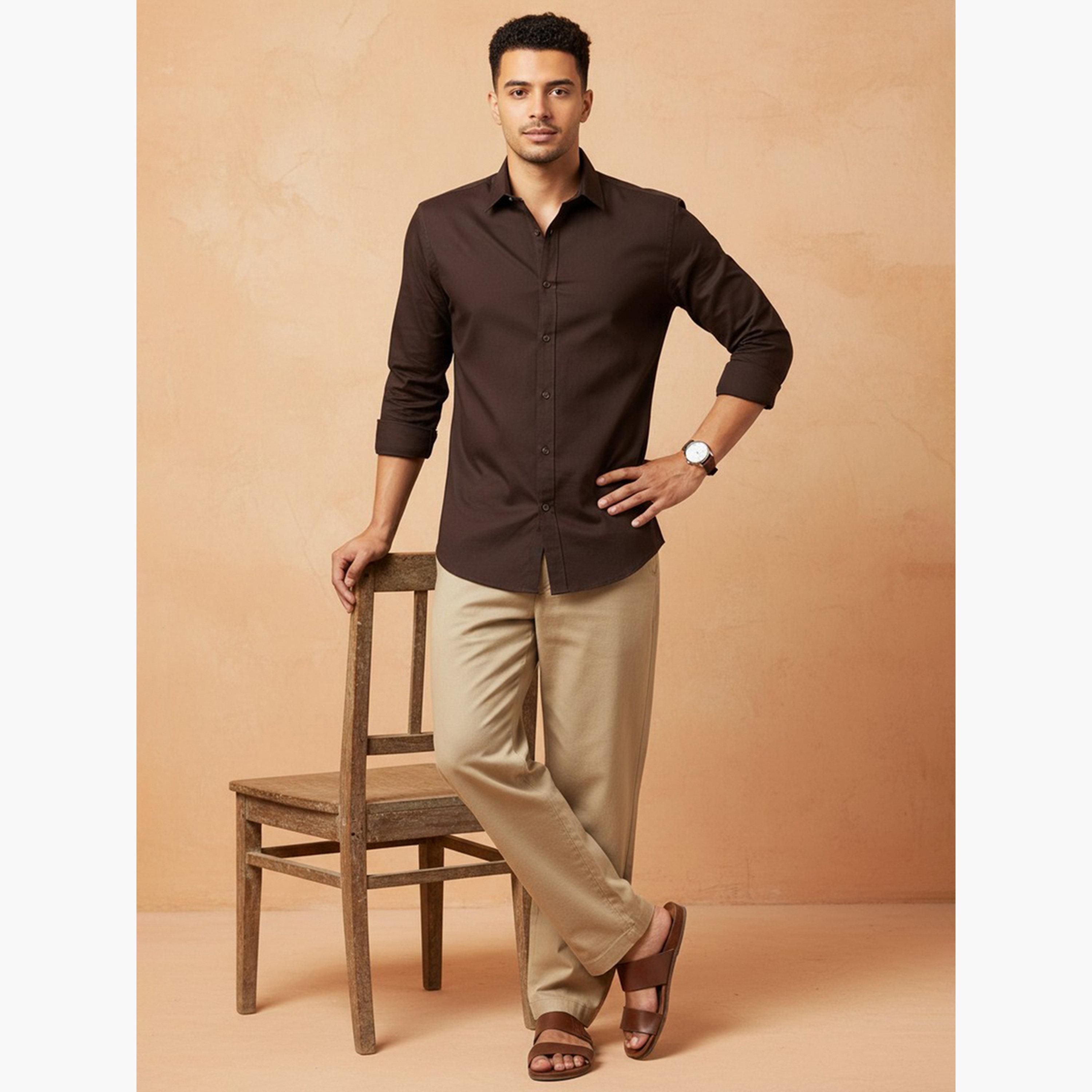 قميص رايون سادة بقصة عادية للرجال-men-clothing-shirts-image-4