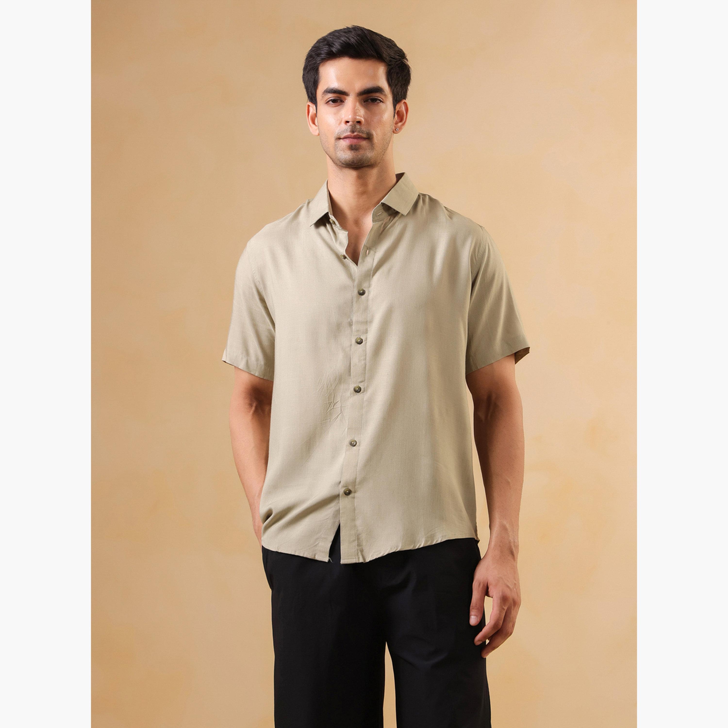 TRULOOM & X Styli Men Solid Regular Fit Rayon Shirt-men-clothing-shirts-image-1