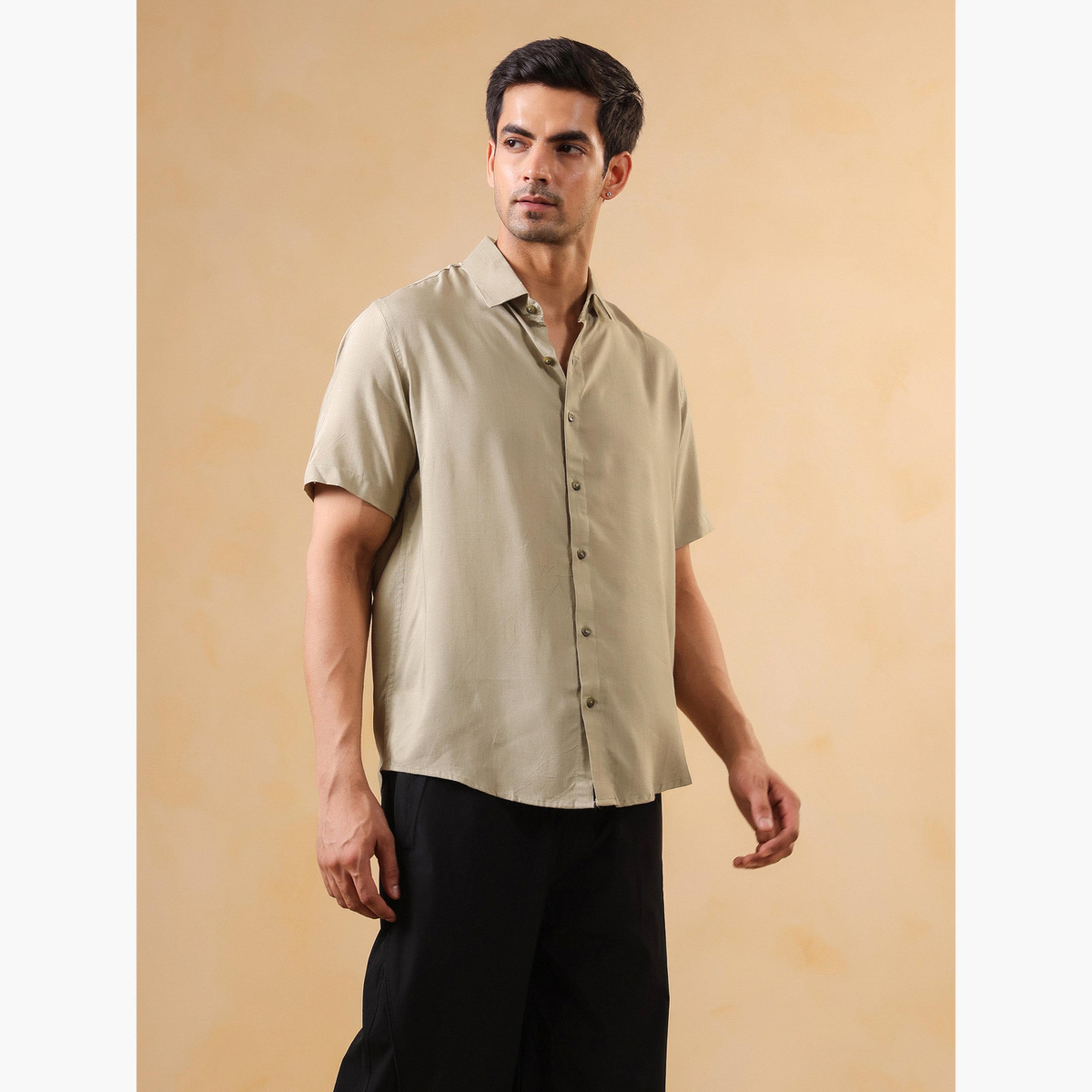 TRULOOM & X Styli Men Solid Regular Fit Rayon Shirt-men-clothing-shirts-image-2