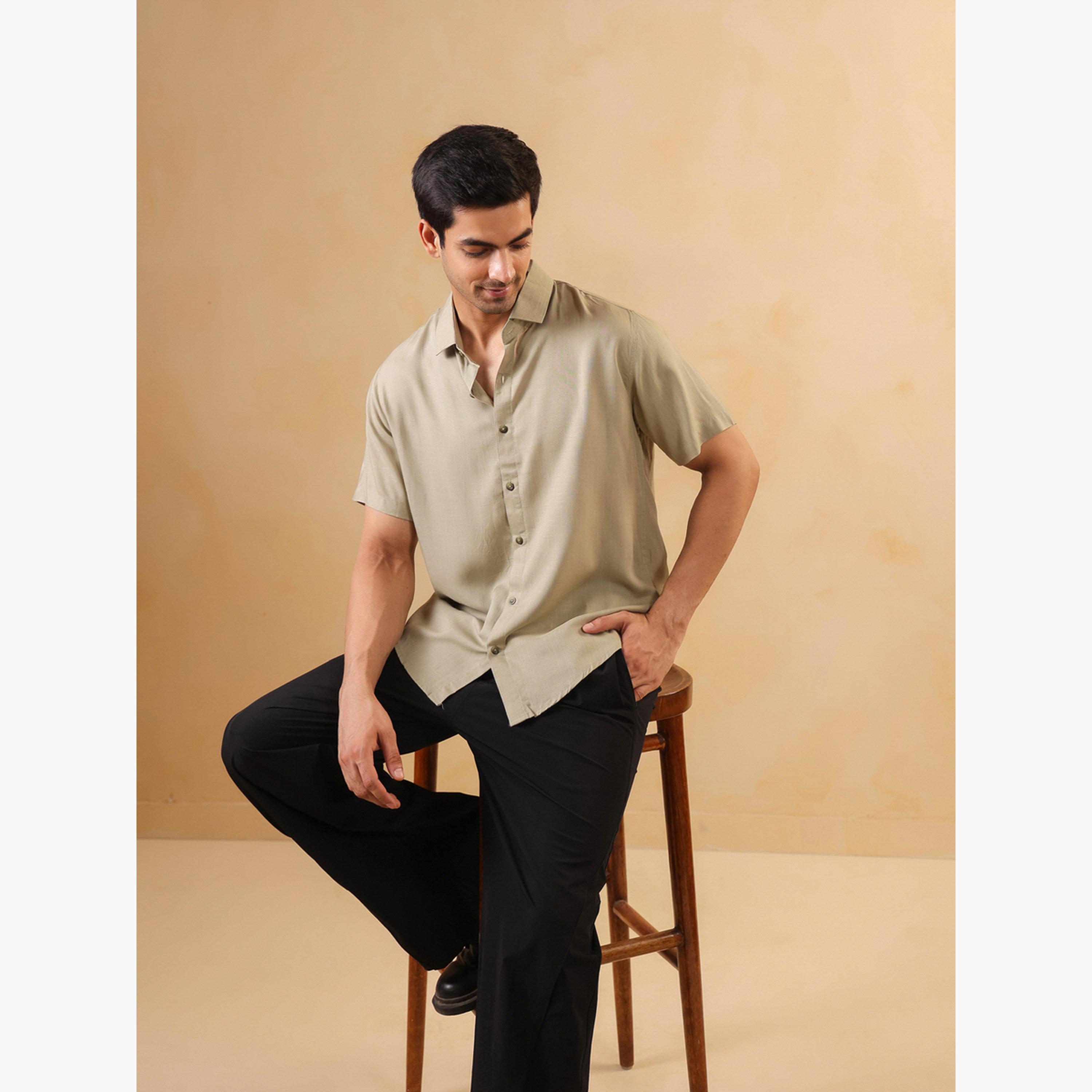 TRULOOM & X Styli Men Solid Regular Fit Rayon Shirt-men-clothing-shirts-image-4