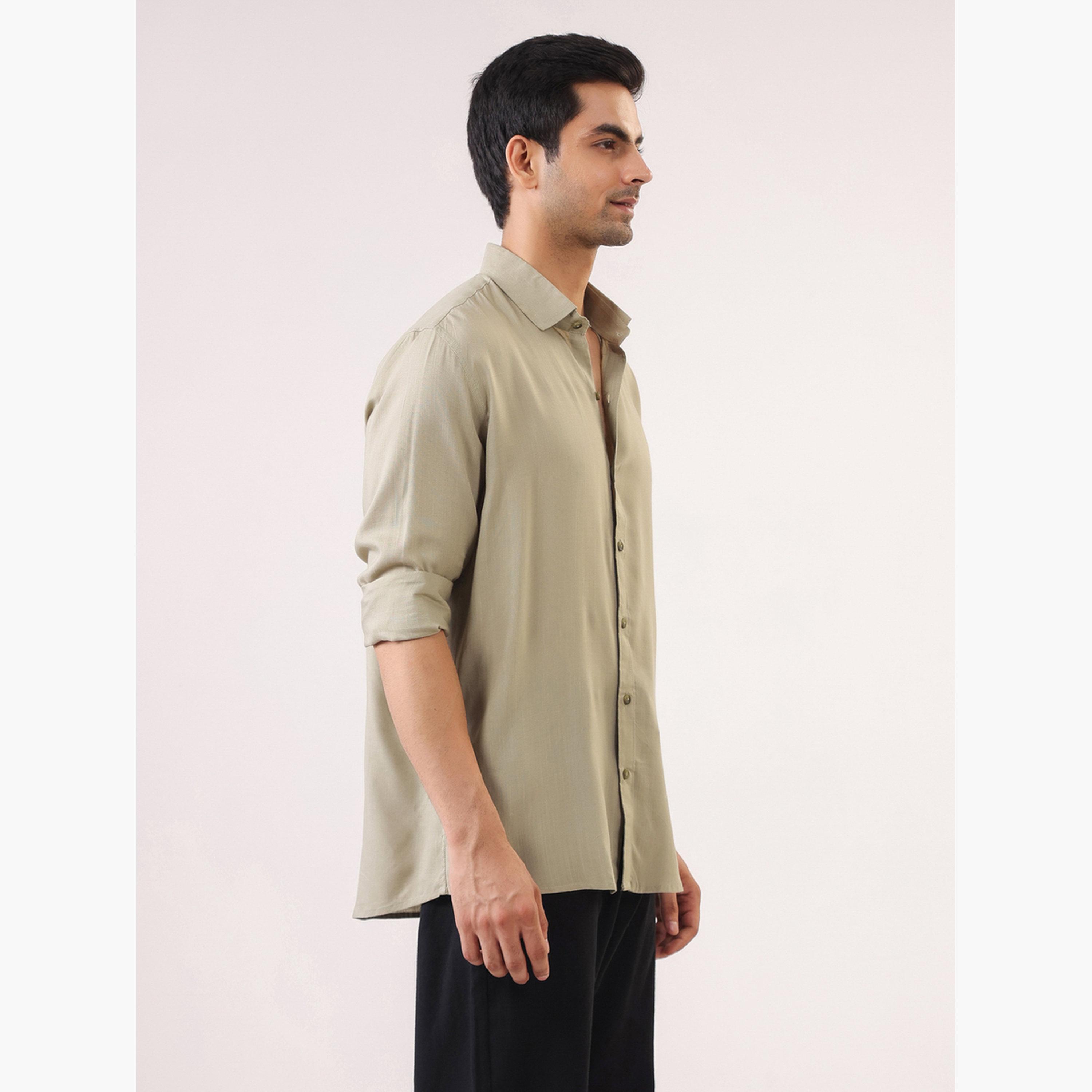 TRULOOM & X Styli Men Solid Relaxed Fit Rayon Shirt-men-clothing-shirts-image-2