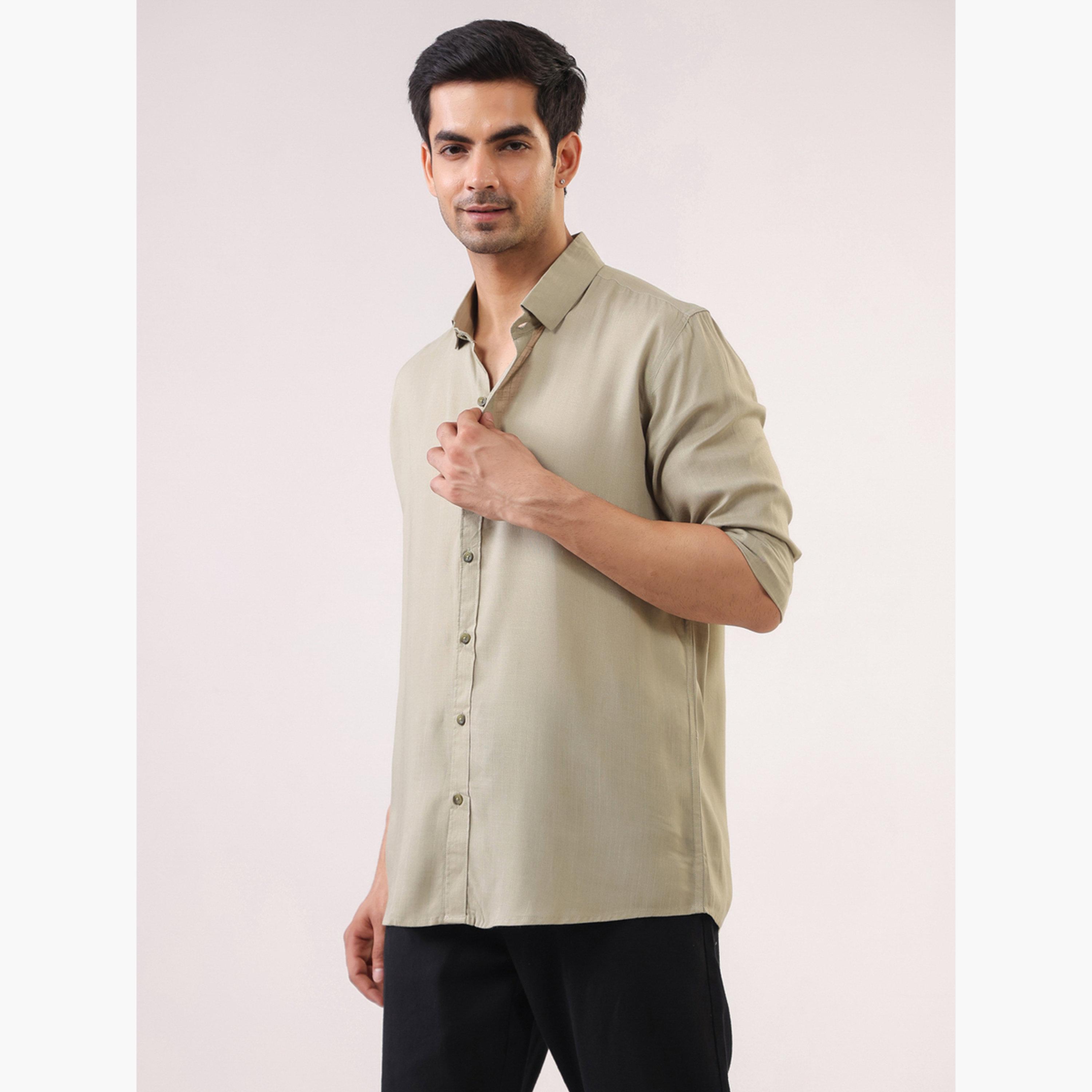 TRULOOM & X Styli Men Solid Relaxed Fit Rayon Shirt-men-clothing-shirts-image-4