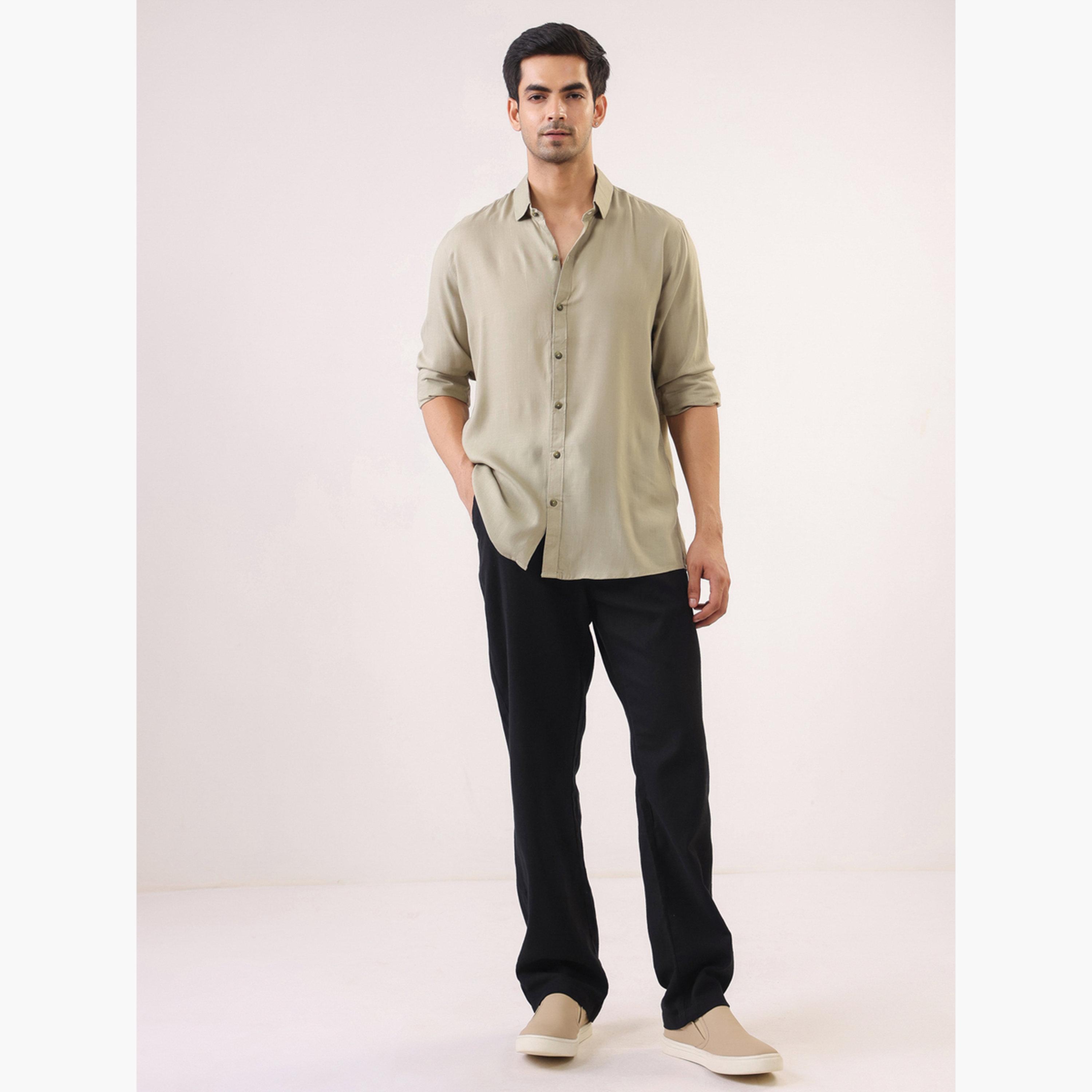 TRULOOM & X Styli Men Solid Relaxed Fit Rayon Shirt-men-clothing-shirts-image-6