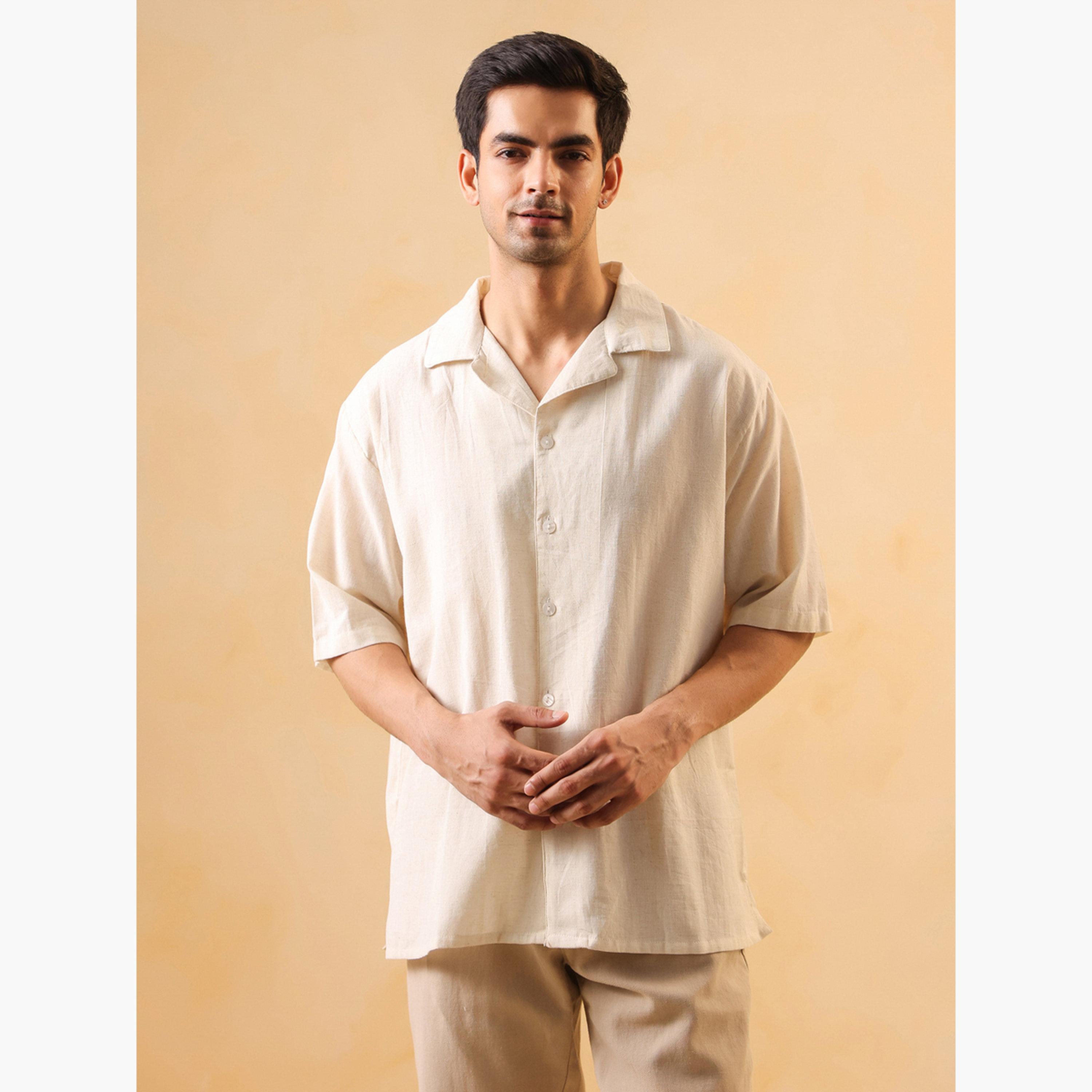 TRULOOM & X Styli Men Solid Oversized Cotton Shirt-men-clothing-shirts-image-1