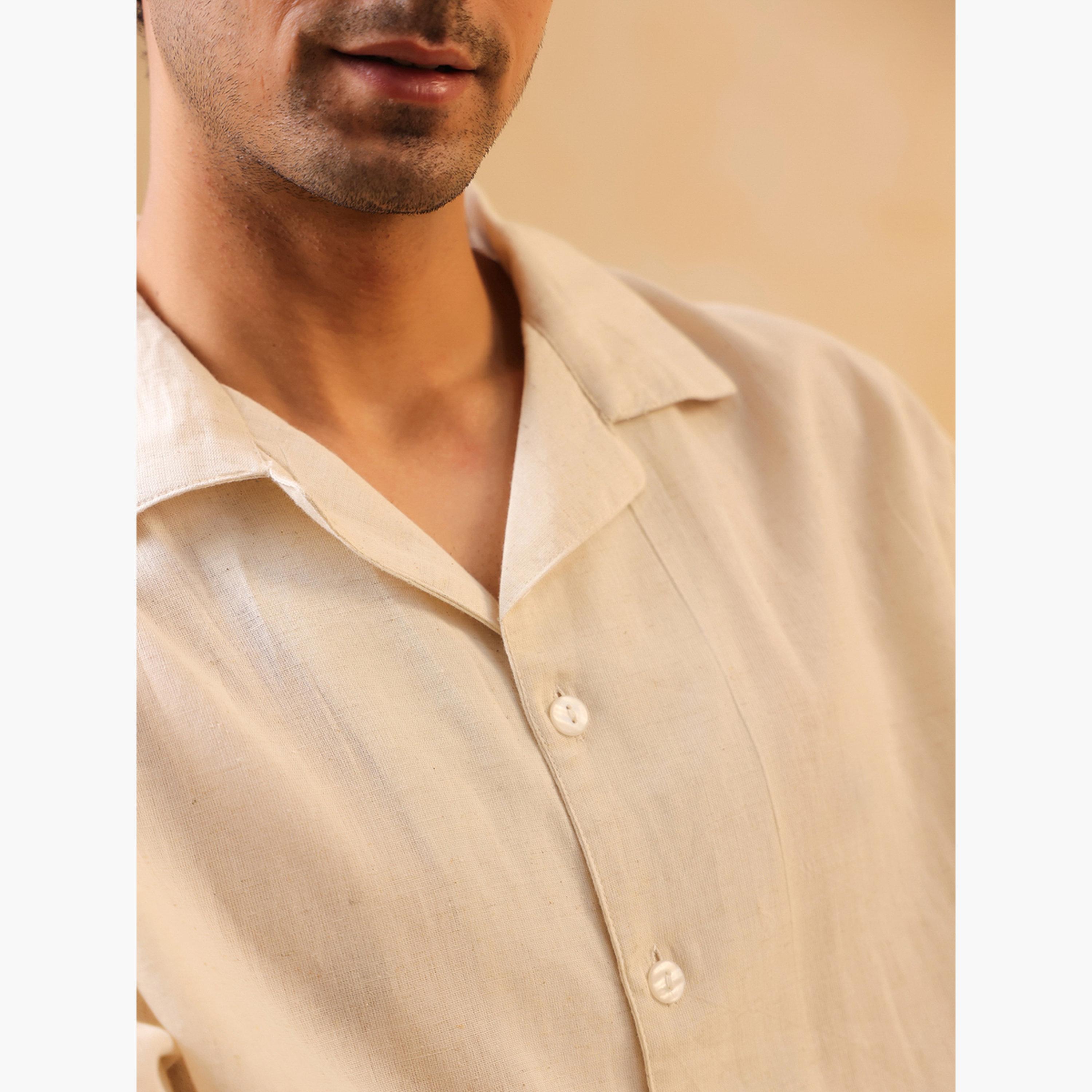 قميص قطن سادة بقصة واسعة للرجال-men-clothing-shirts-image-5