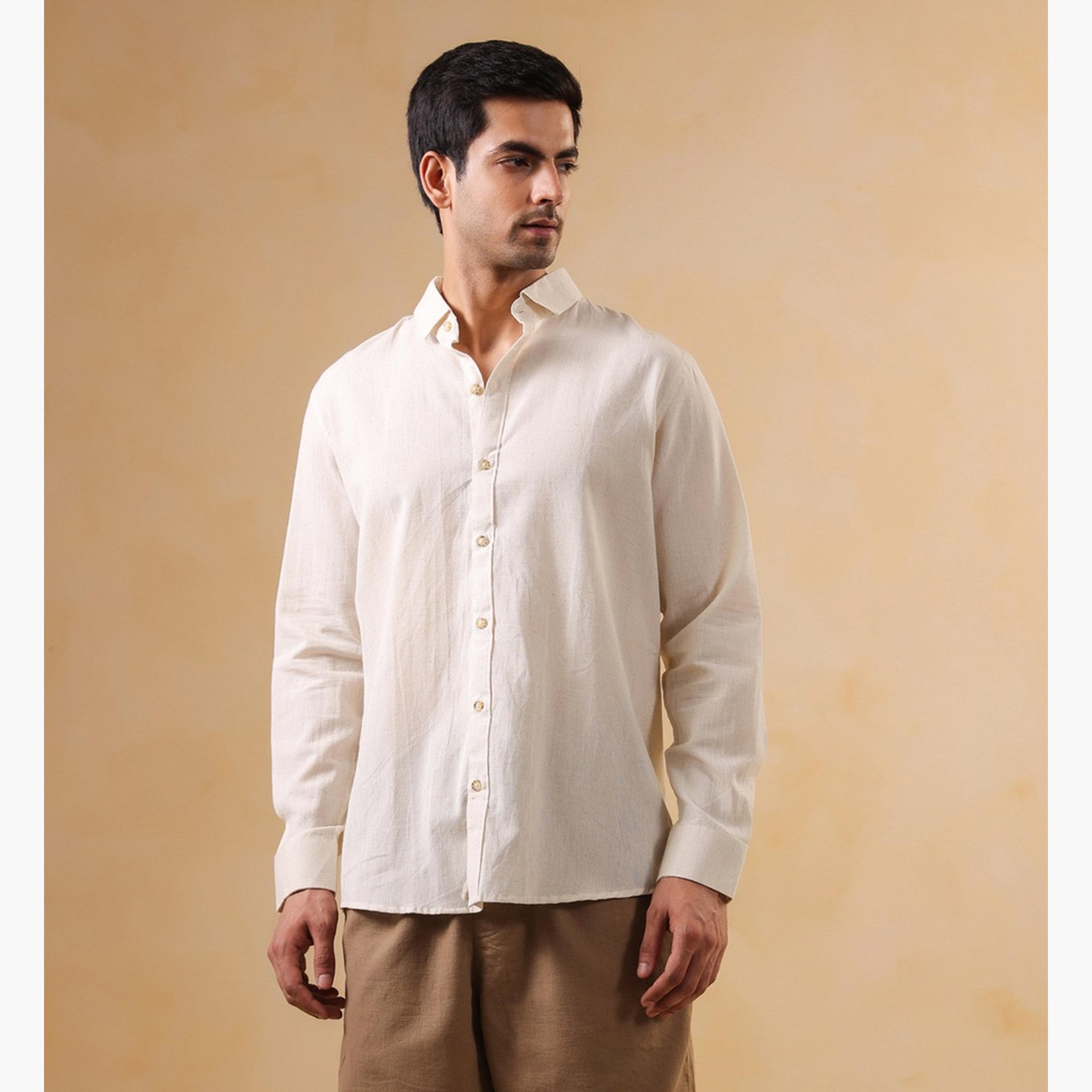 TRULOOM & X Styli Men Solid Relaxed Fit Cotton Shirt-men-clothing-shirts-image-1