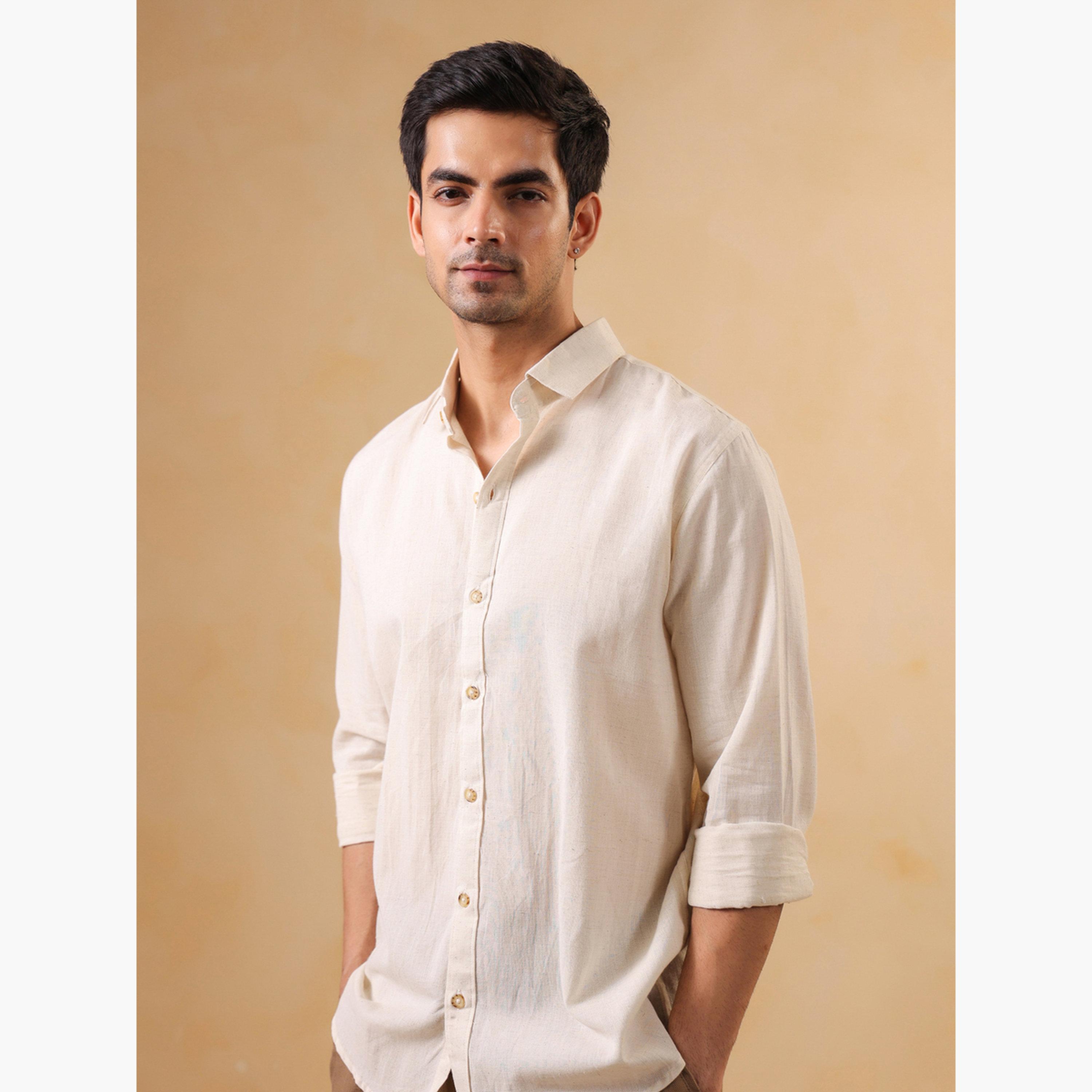 TRULOOM & X Styli Men Solid Relaxed Fit Cotton Shirt-men-clothing-shirts-image-4