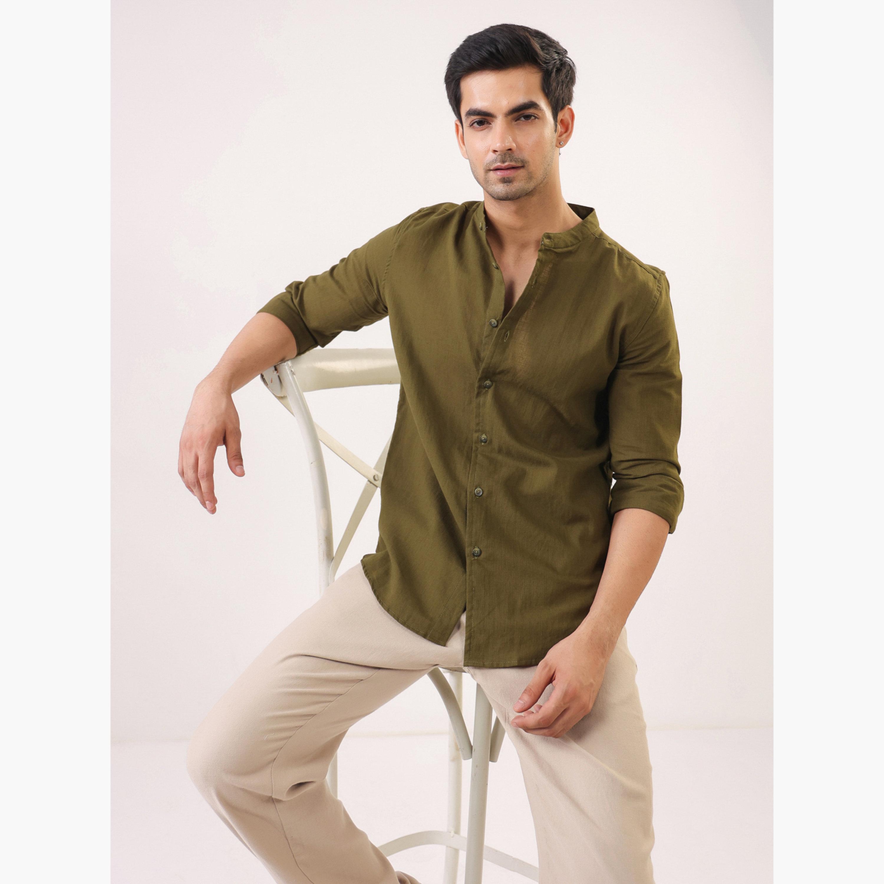 TRULOOM & X Styli Men Solid Regular Fit Cotton Shirt-men-clothing-shirts-image-6