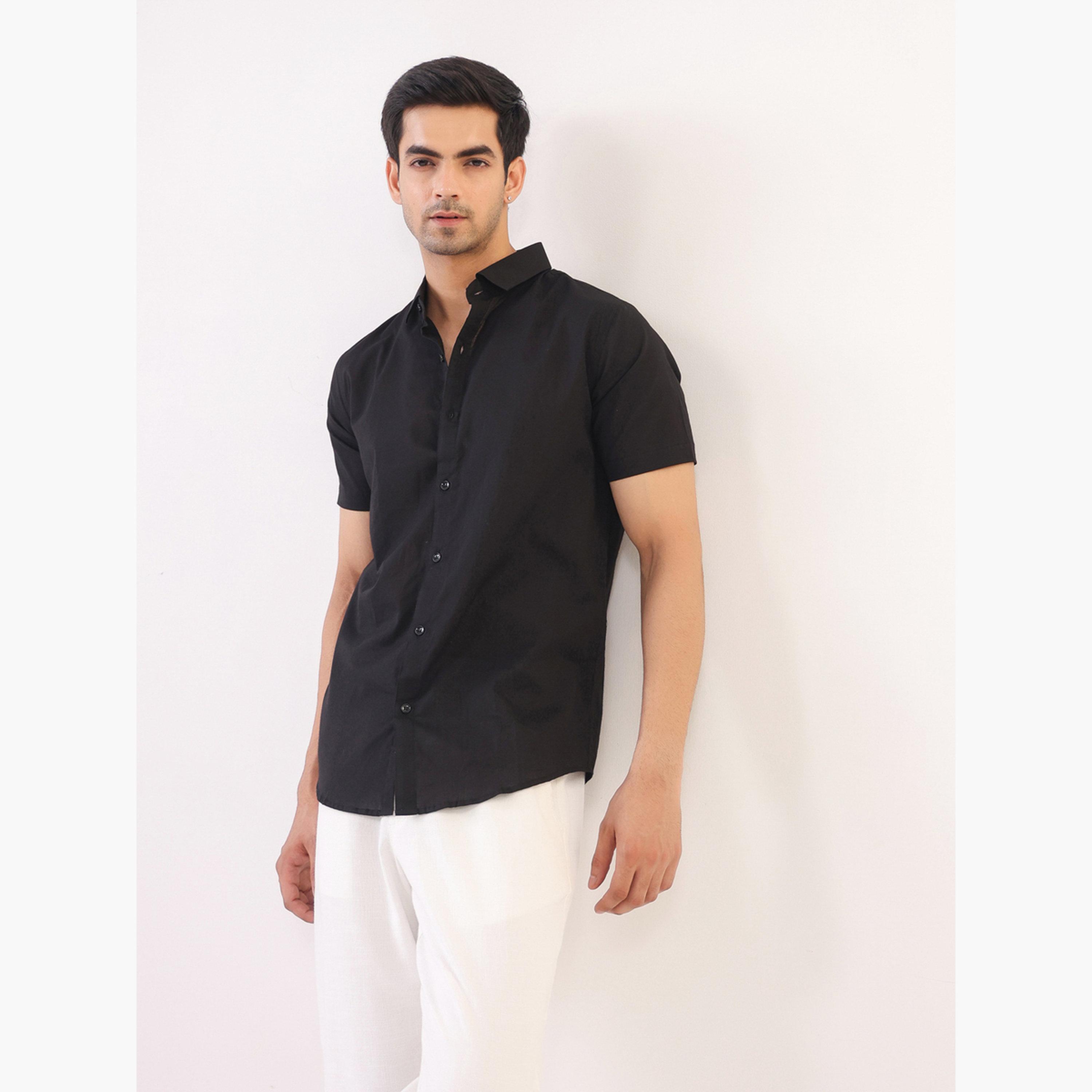 TRULOOM & X Styli Men Solid Regular Fit Cotton Shirt-men-clothing-shirts-image-4