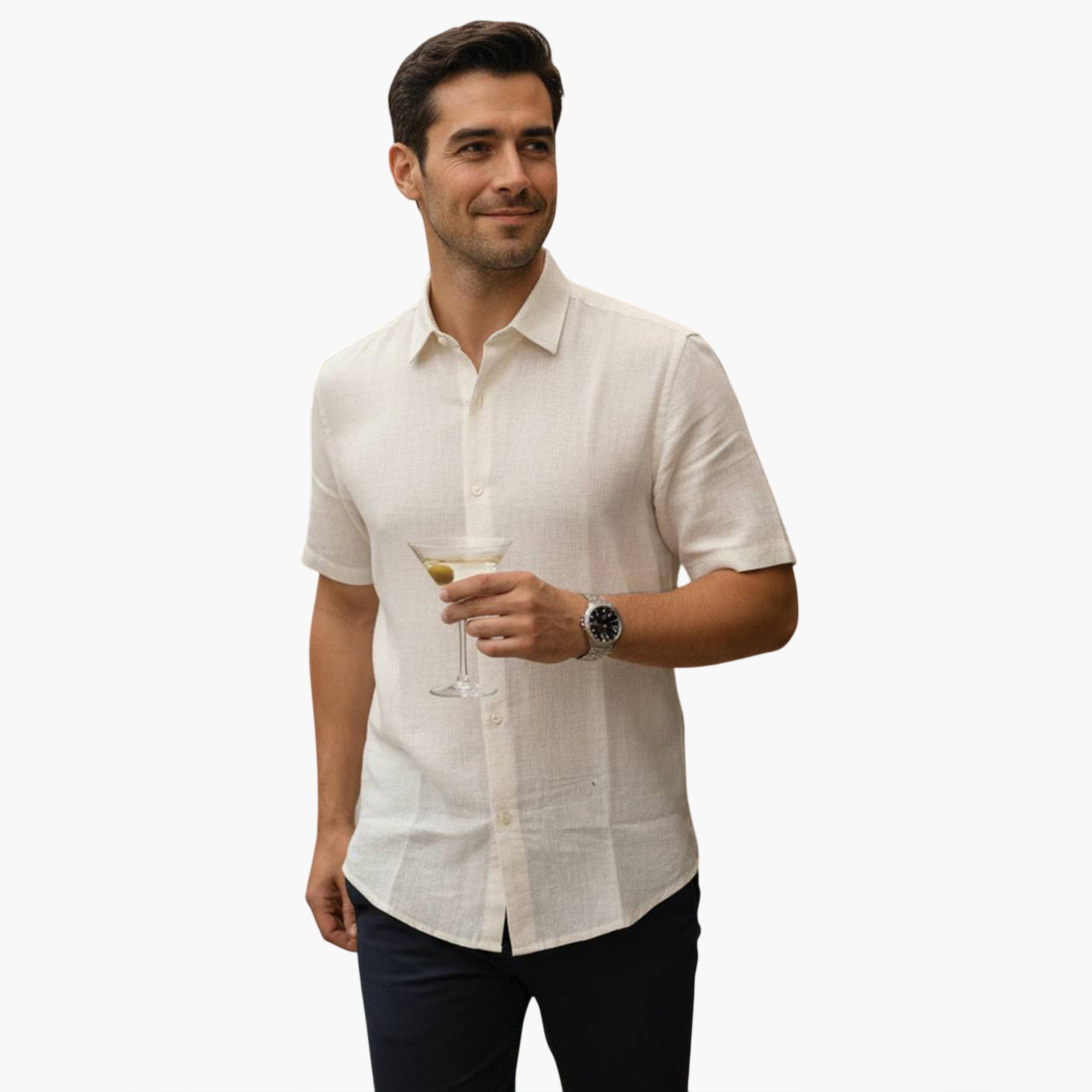TRULOOM & X Styli Men Solid Regular Fit Cotton Shirt-men-clothing-shirts-image-1