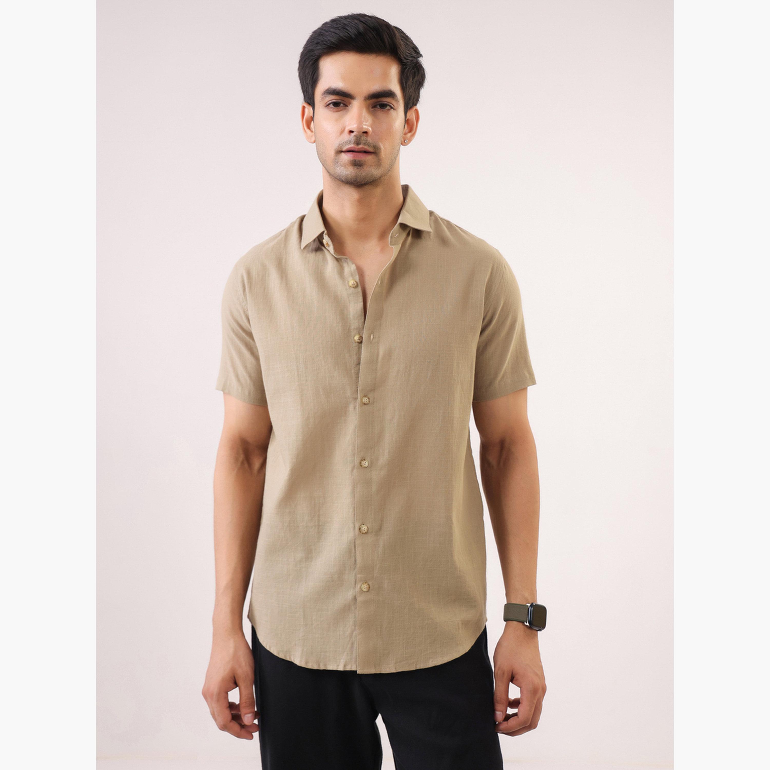 TRULOOM & X Styli Men Solid Regular Fit Cotton Shirt-men-clothing-shirts-image-1