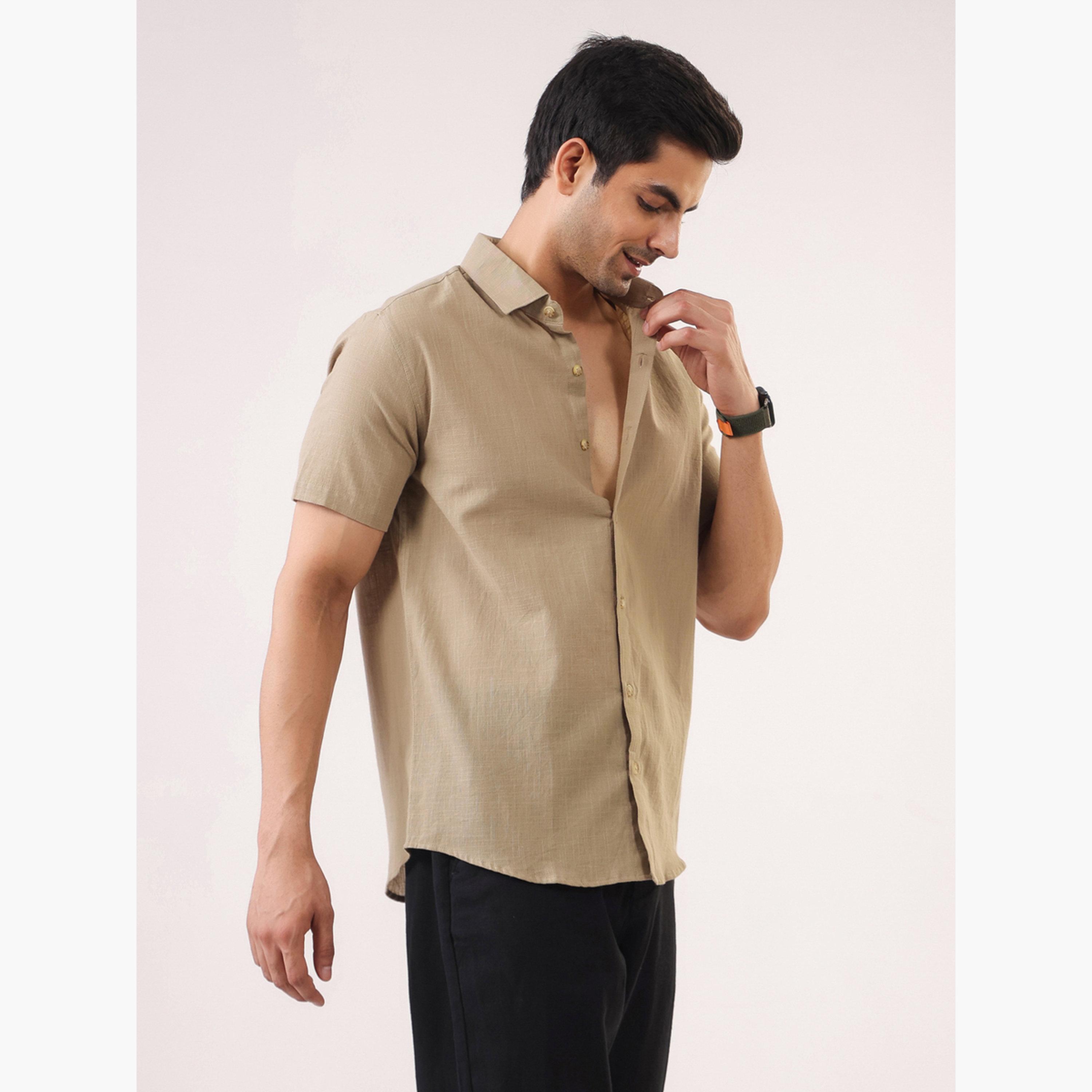TRULOOM & X Styli Men Solid Regular Fit Cotton Shirt-men-clothing-shirts-image-2