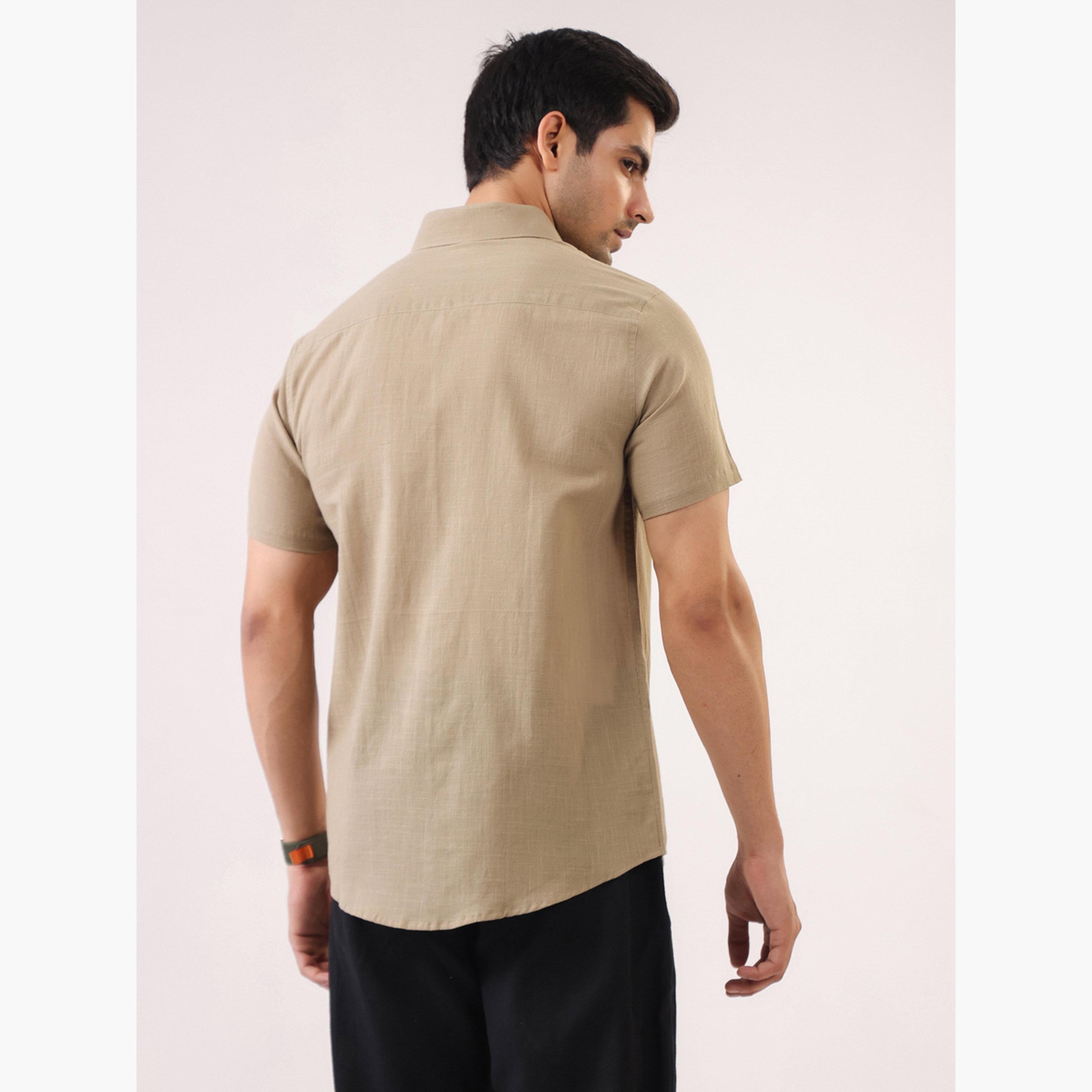 قميص قطن سادة بقصة عادية للرجال-men-clothing-shirts-image-3
