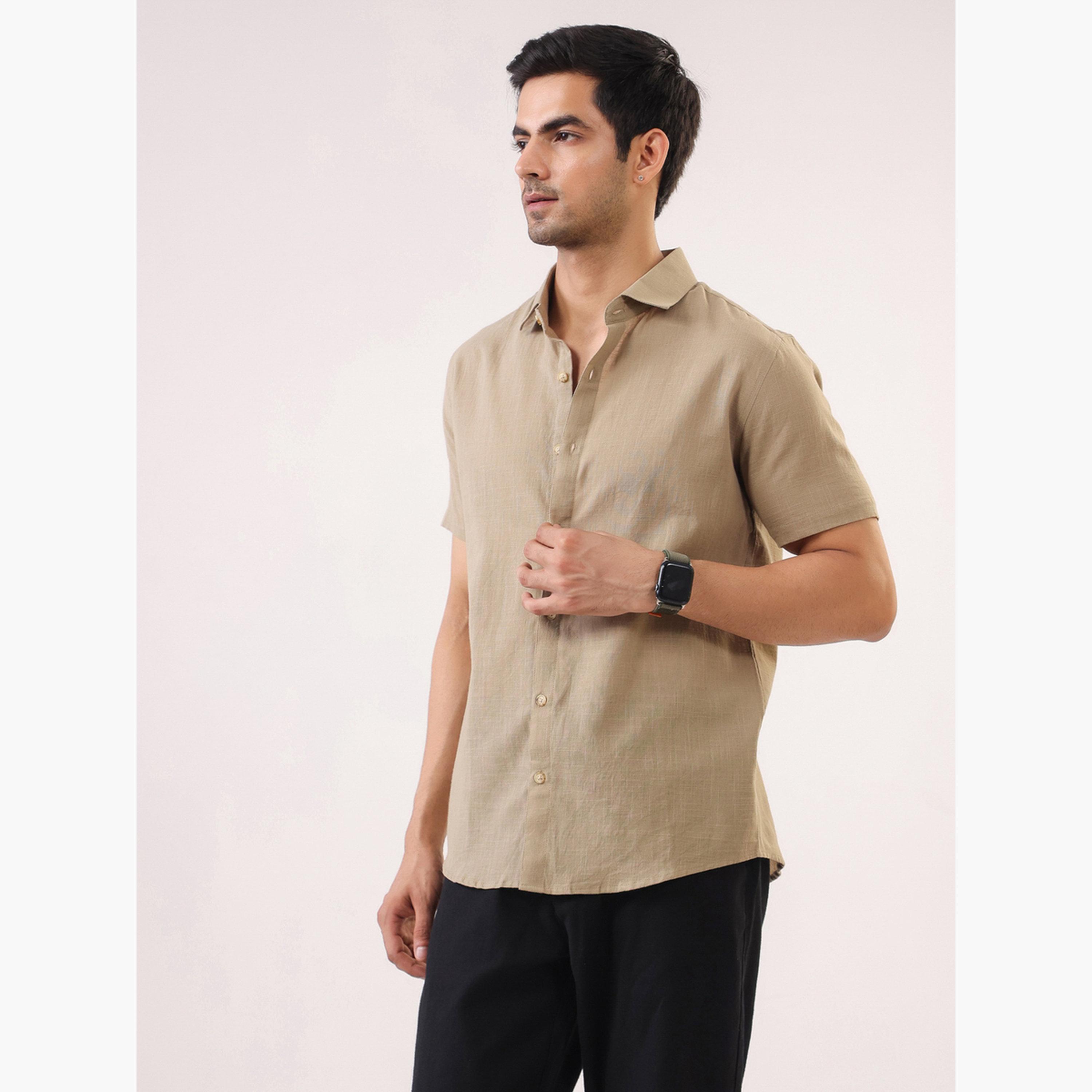 TRULOOM & X Styli Men Solid Regular Fit Cotton Shirt-men-clothing-shirts-image-4