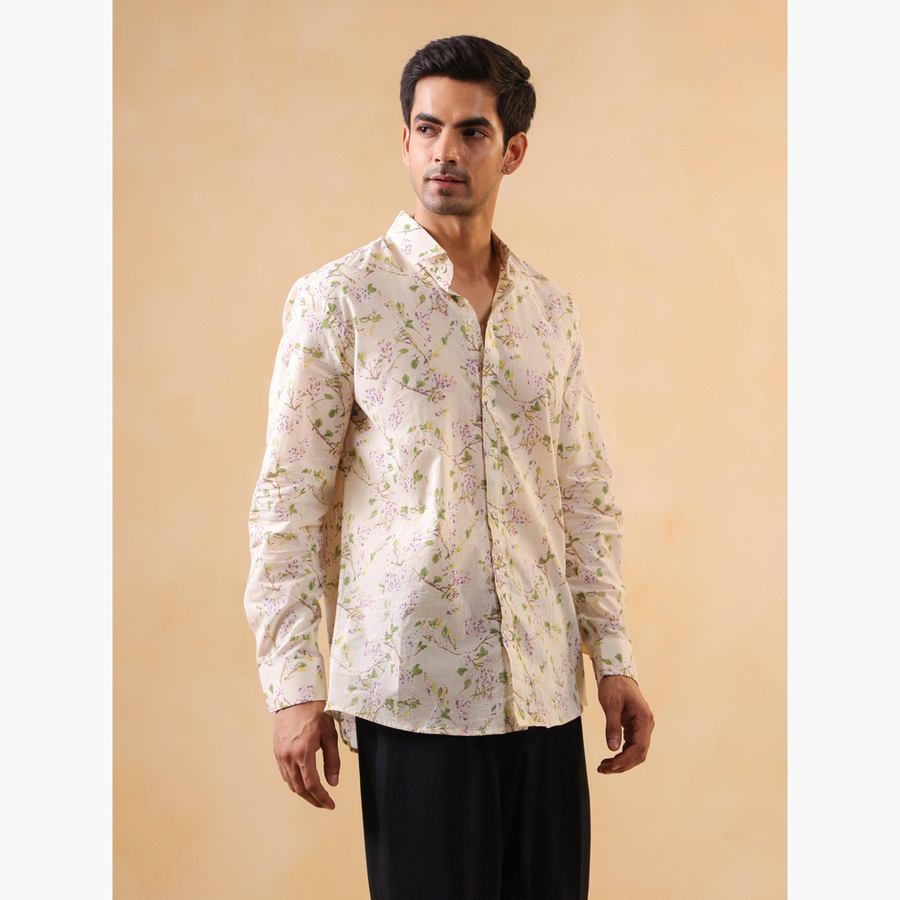 قميص قطن مطبع بقصة مريحة للرجال-men-clothing-shirts-image-2