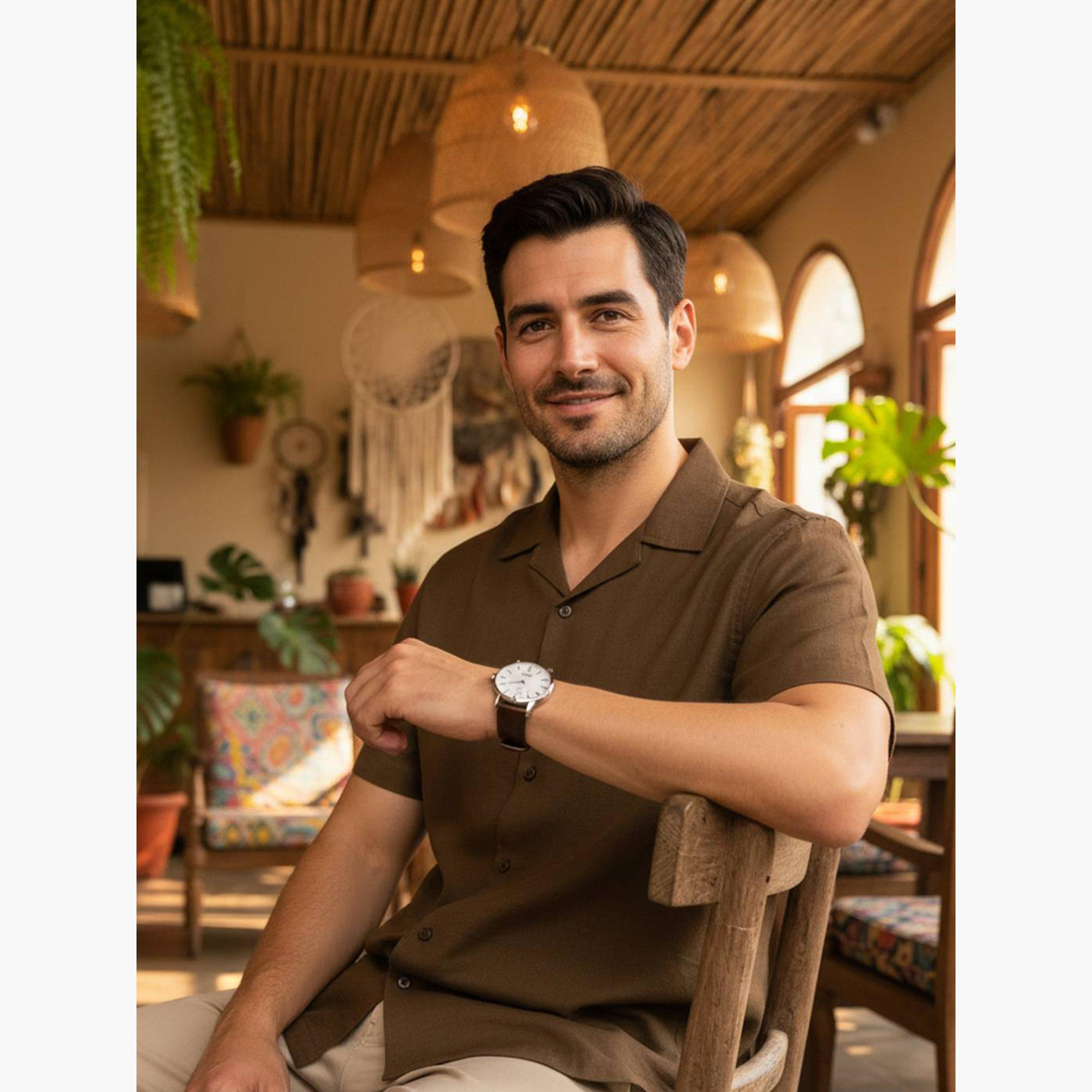 قميص قطن سادة بقصة مريحة للرجال-men-clothing-shirts-image-4