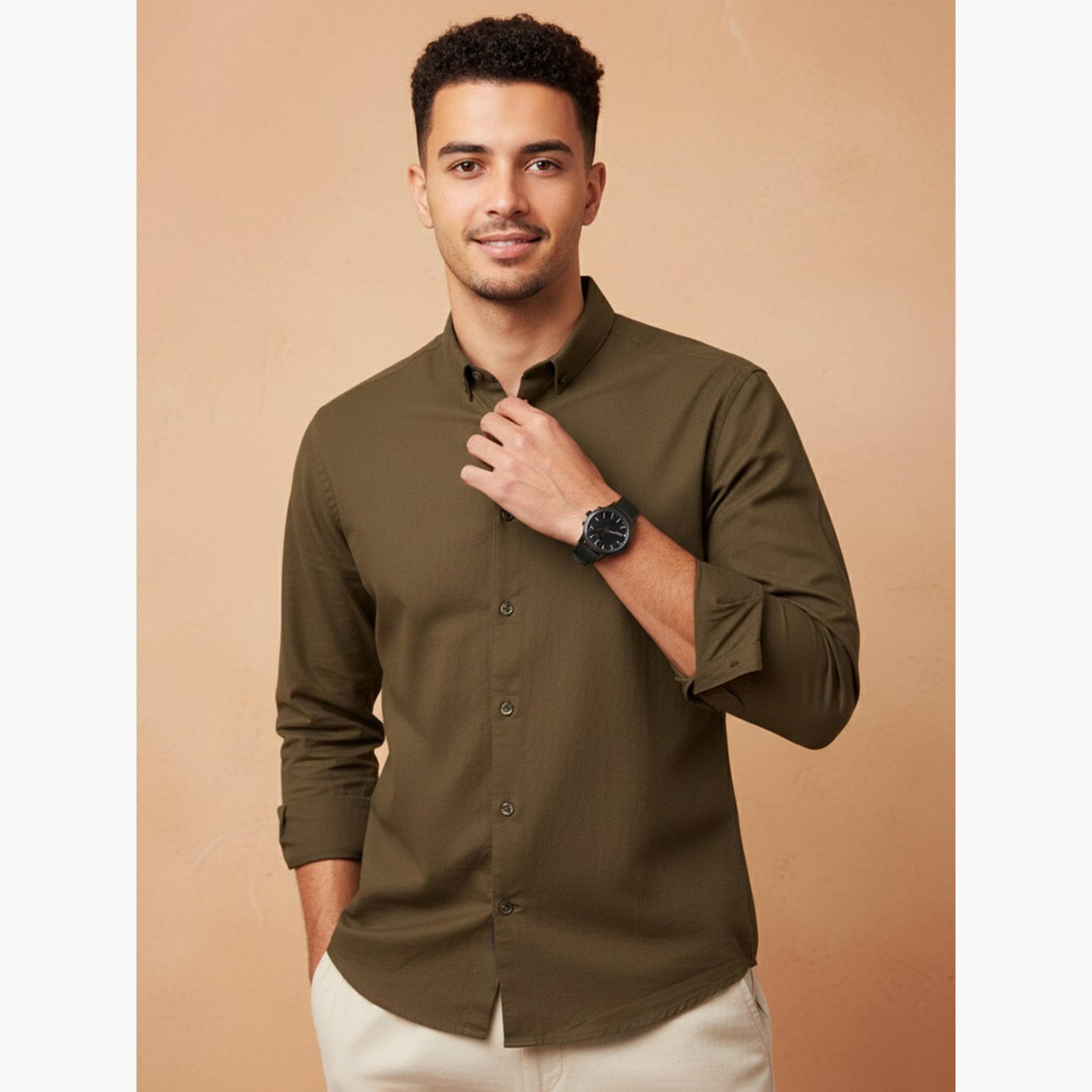 TRULOOM & X Styli Men Button Down Collar Regular Fit Shirt-men-clothing-shirts-image-1