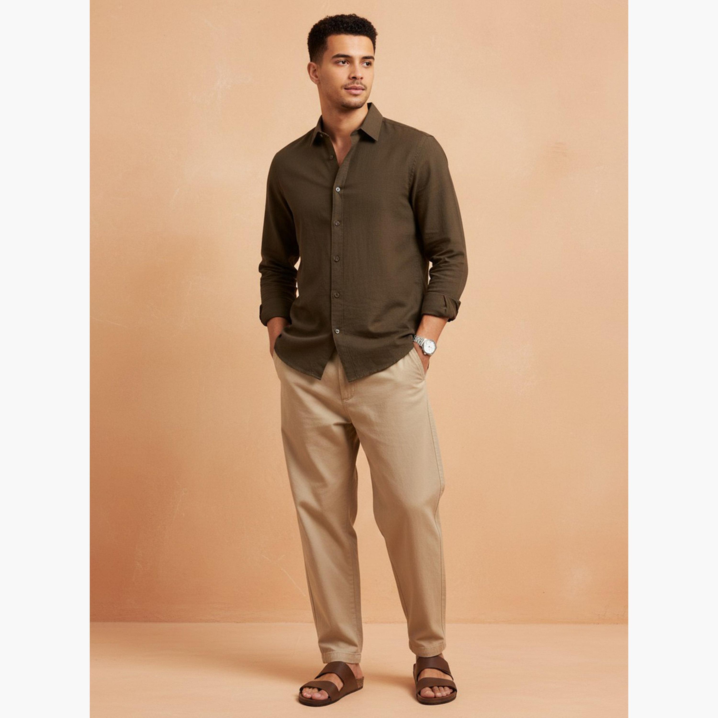 TRULOOM & X Styli Men Button Down Collar Regular Fit Shirt-men-clothing-shirts-image-2