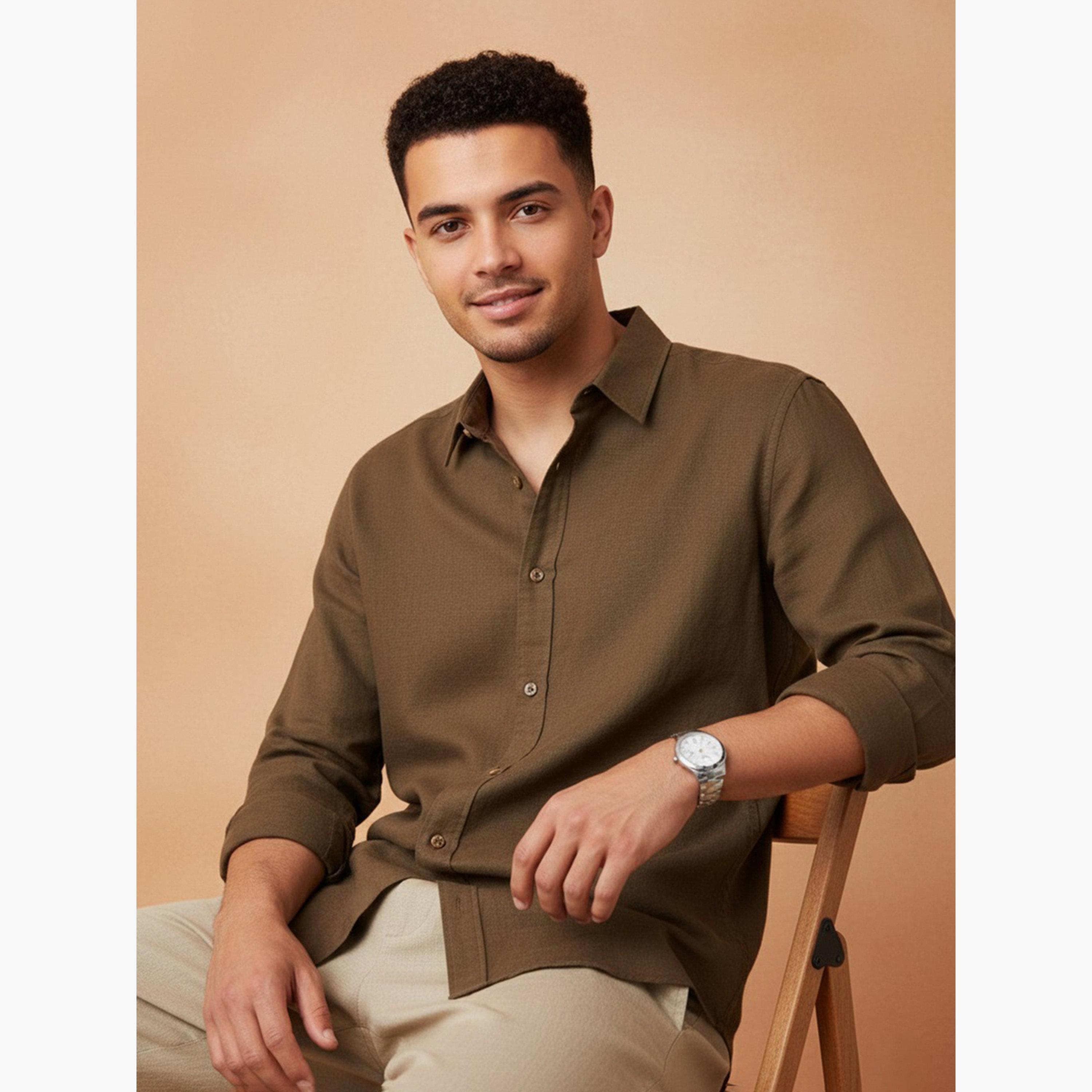 TRULOOM & X Styli Men Button Down Collar Regular Fit Shirt-men-clothing-shirts-image-5