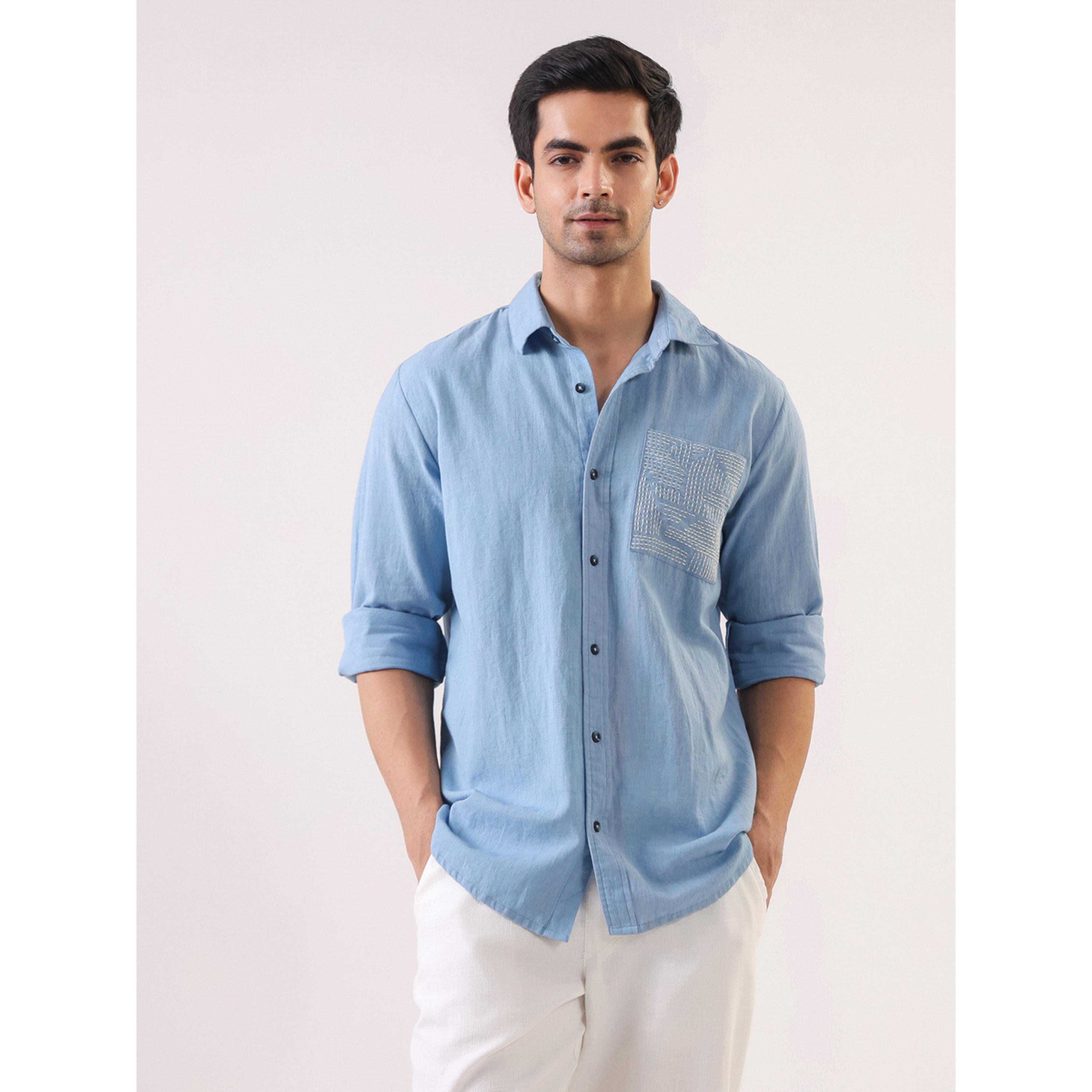 قميص قطن بقصة مريحة للرجال-men-clothing-shirts-image-1