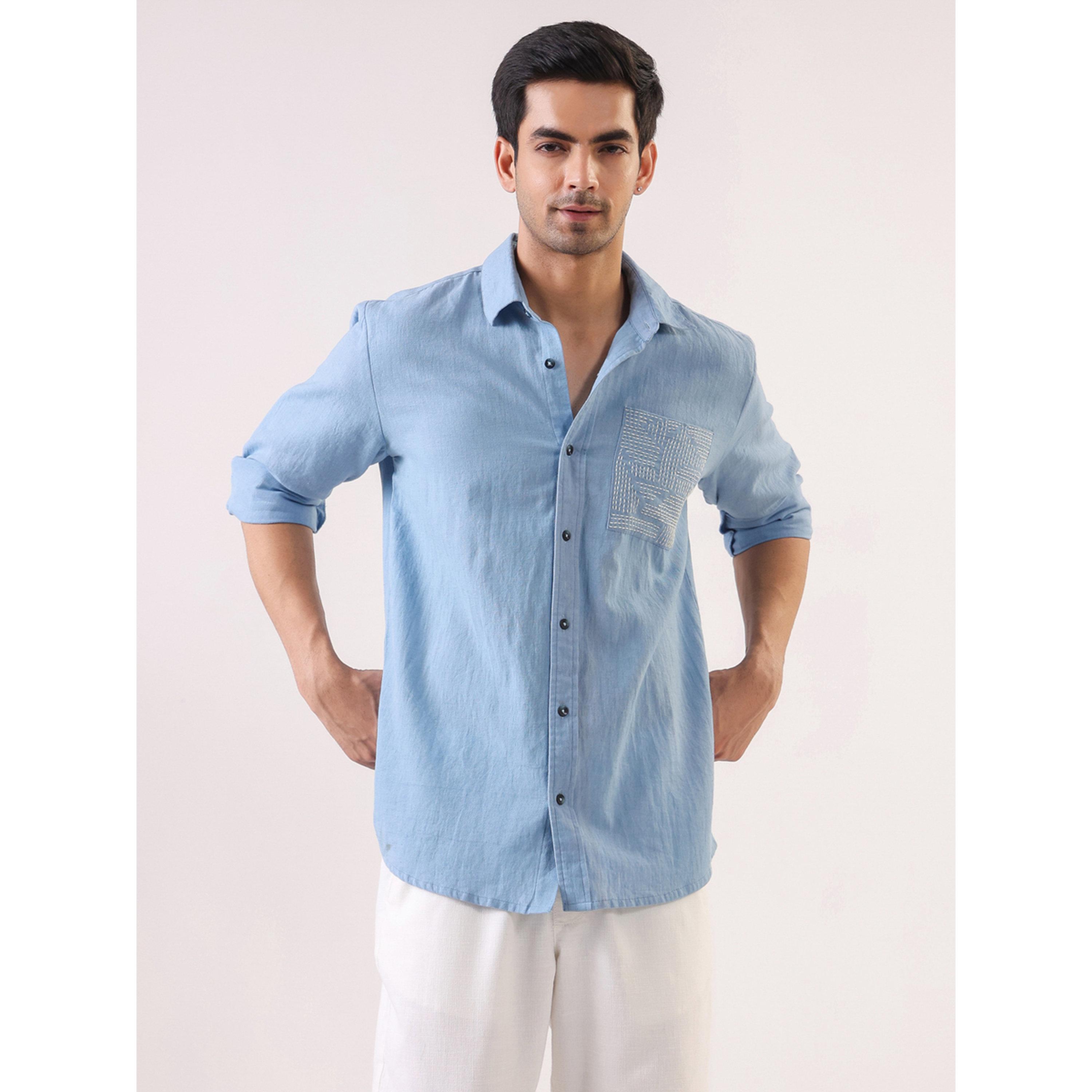 قميص قطن بقصة مريحة للرجال-men-clothing-shirts-image-2